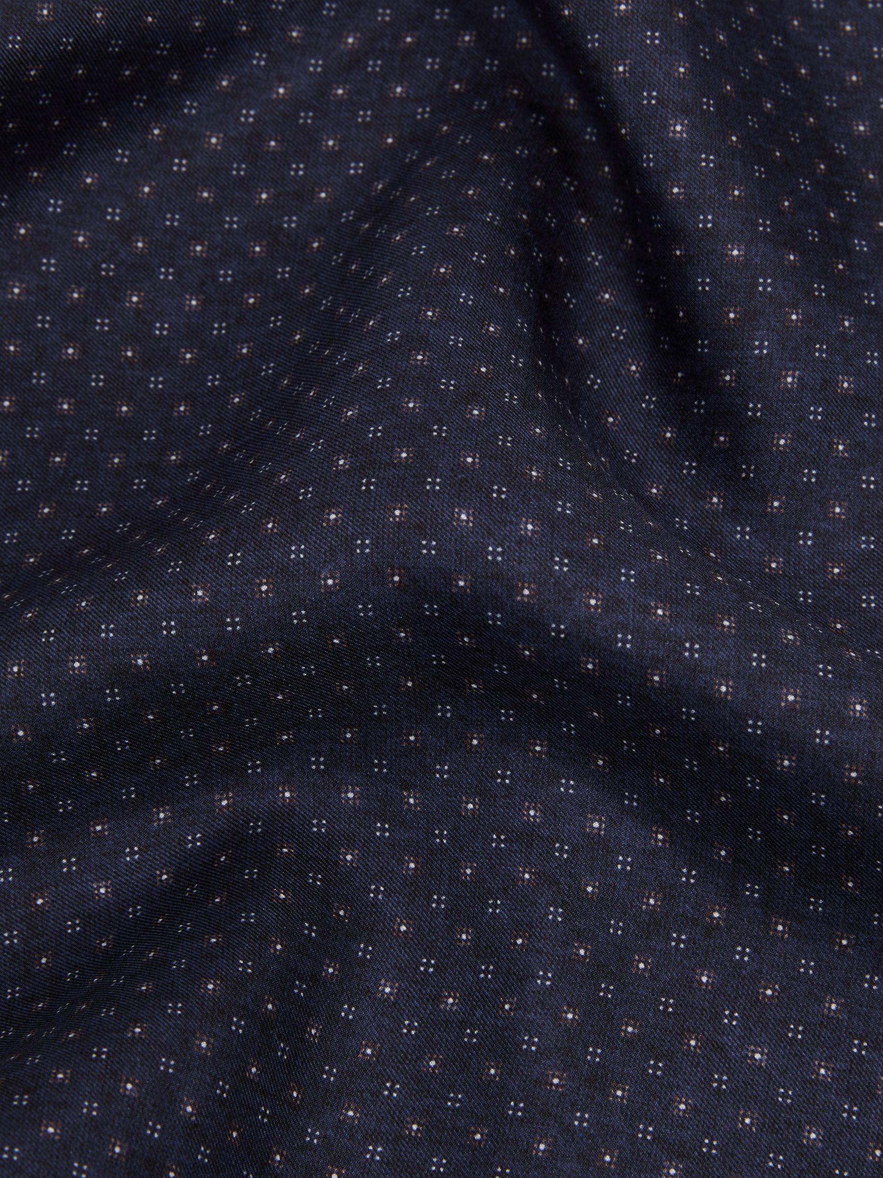 Reversible Silk Pocket Square in Navy - Image 5 of 5