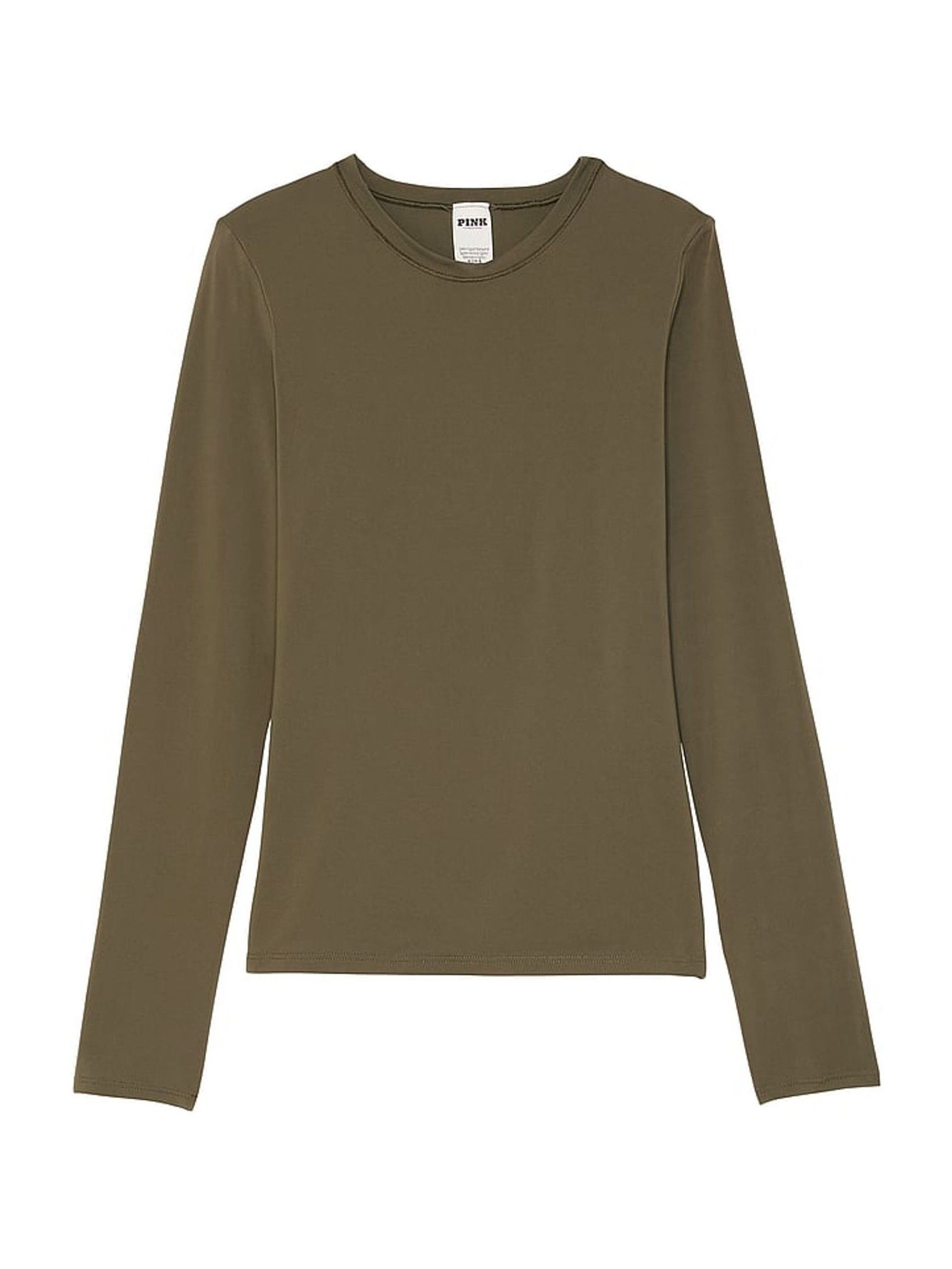 Olive Green Long Sleeve Soft Stretch T-Shirt - Image 3 of 3
