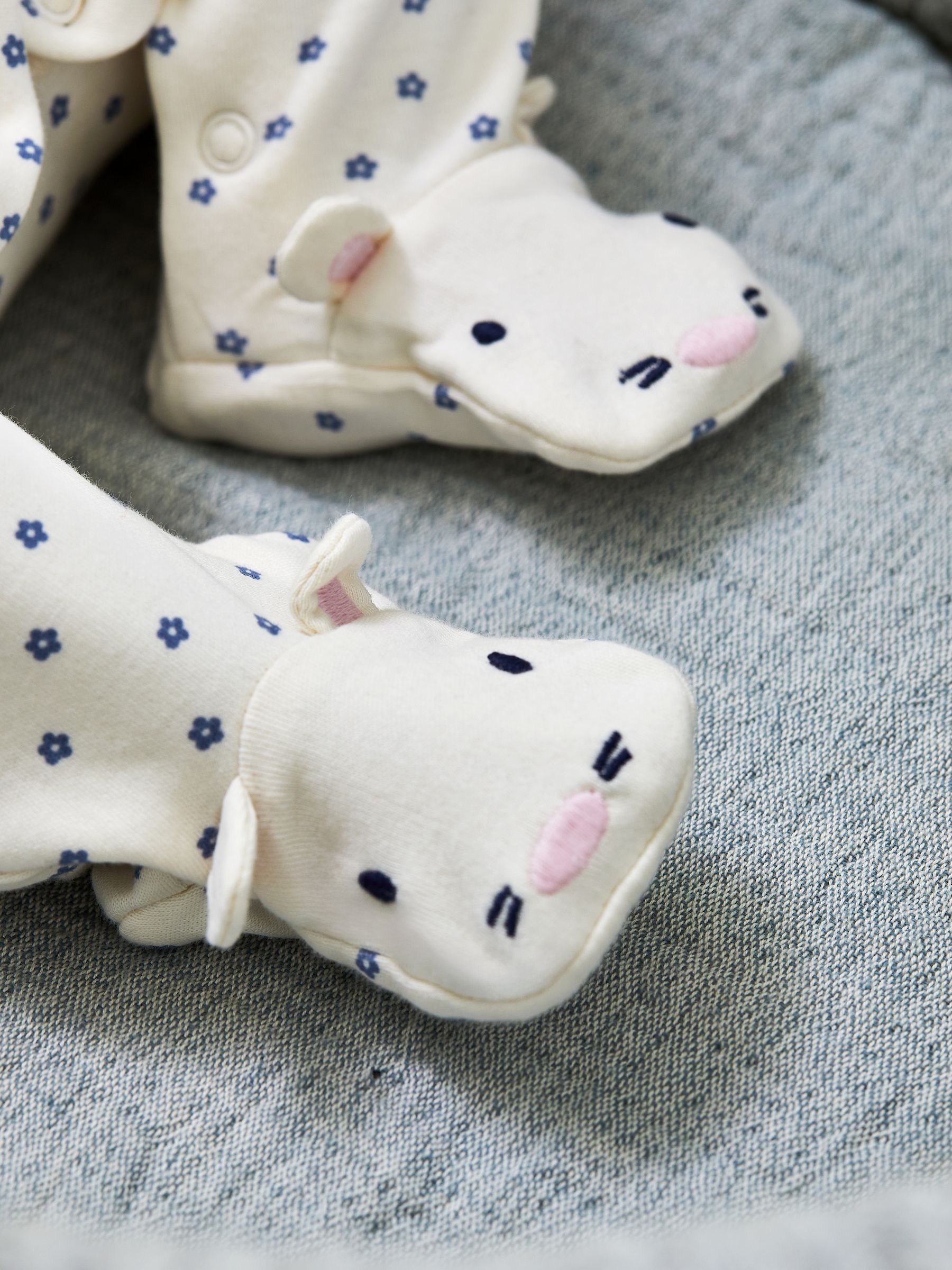 Cream Cotton Woodland Friends Appliqué Sleepsuit - Image 2 of 5
