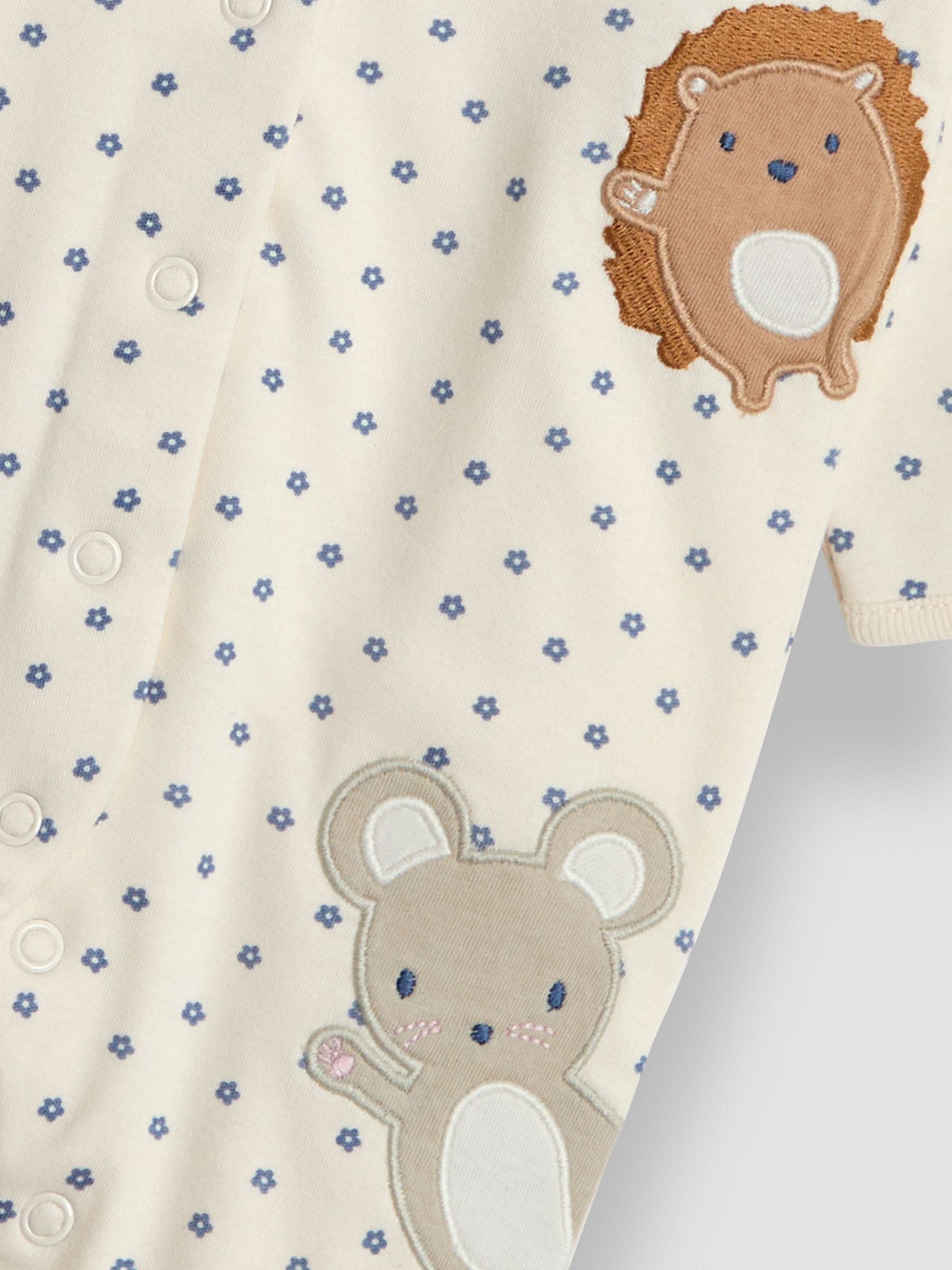 Cream Cotton Woodland Friends Appliqué Sleepsuit - Image 5 of 5