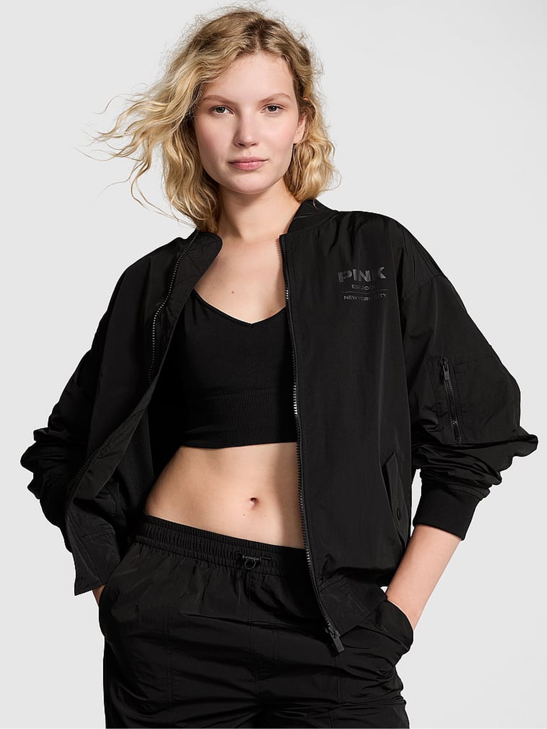 Black Parachute Cargo Bomber Jacket - Image 1 of 3