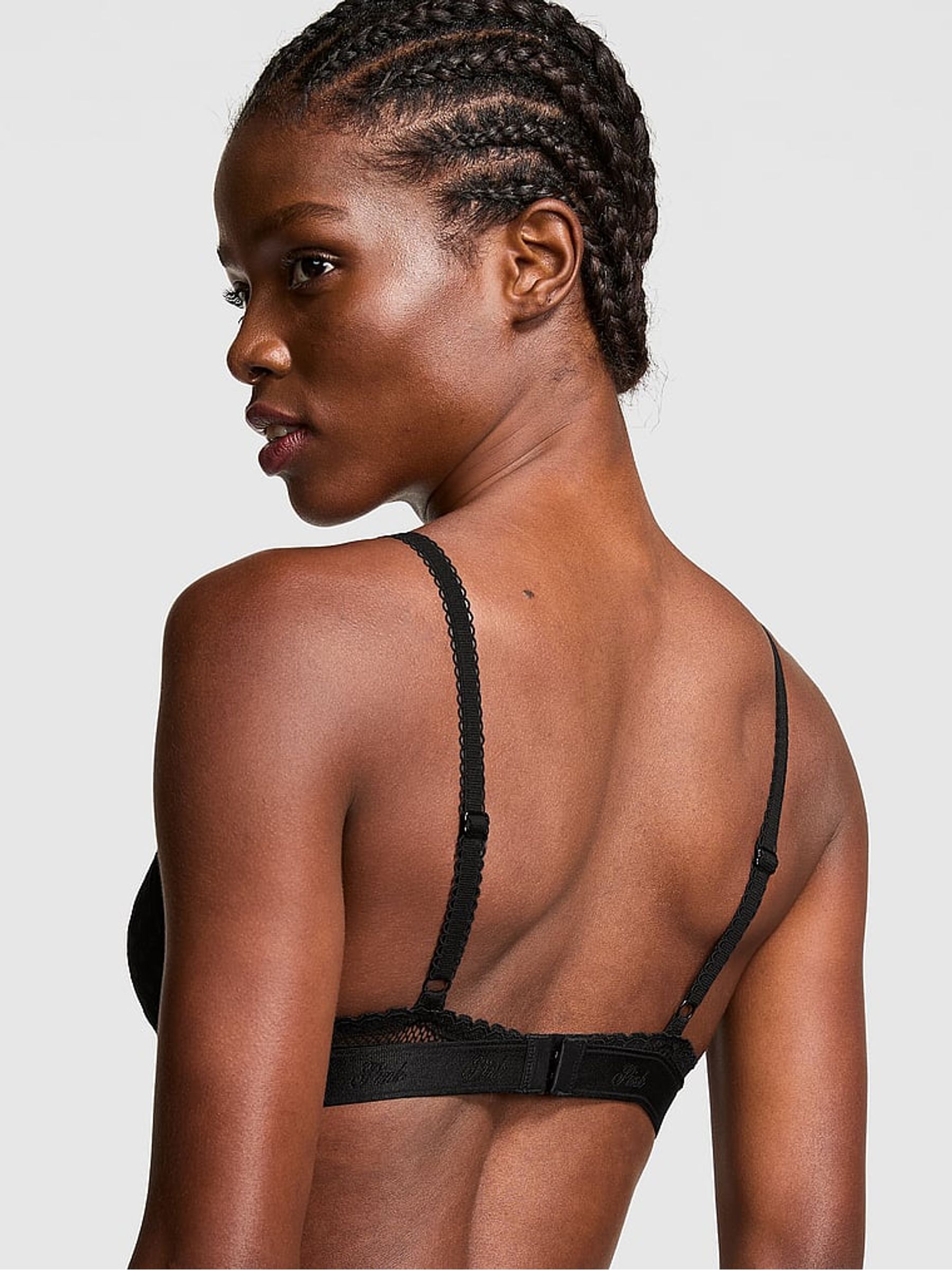Black Dainty Dot Plunge Lace Bra - Image 2 of 3
