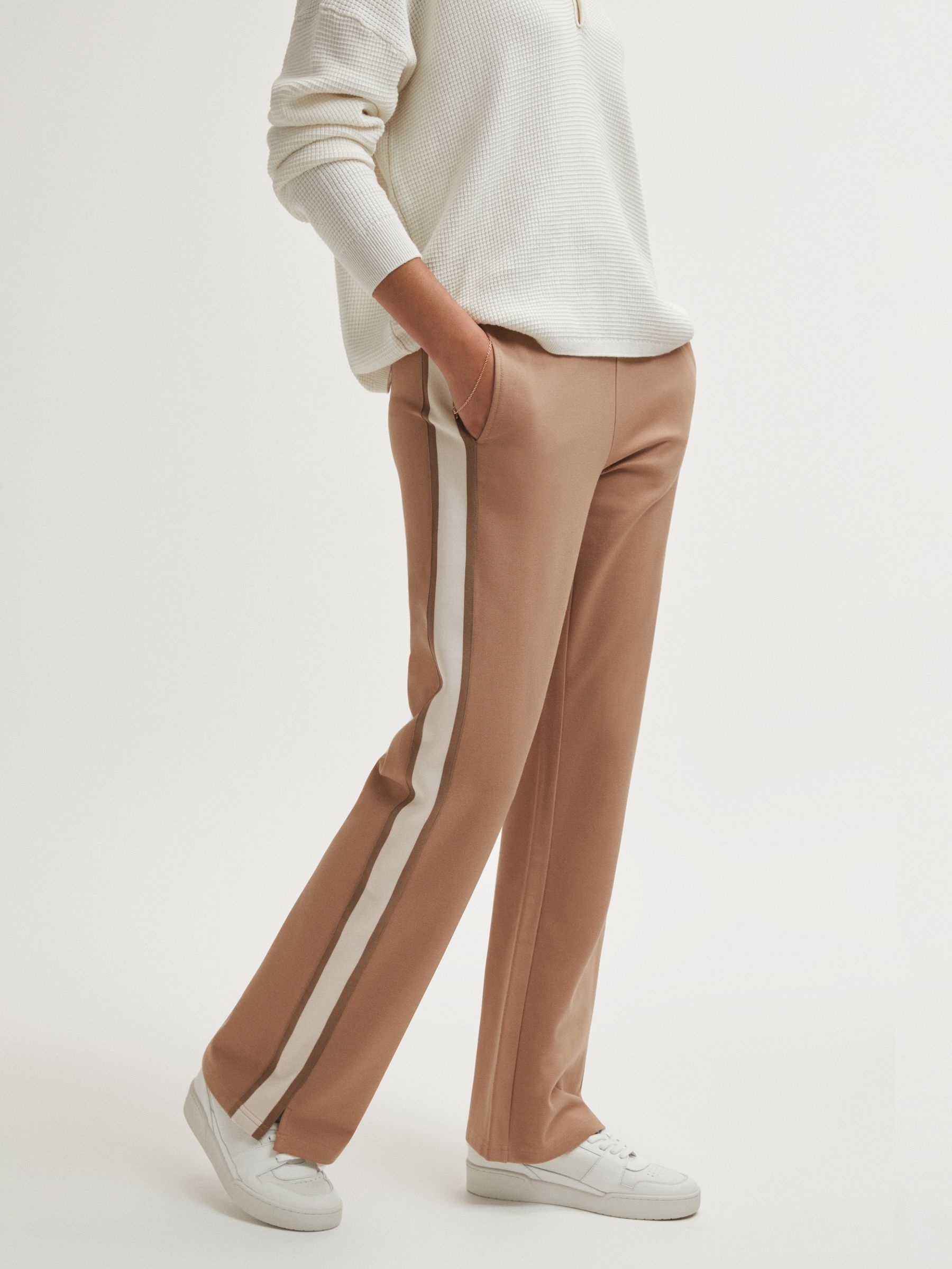 The Upside Contrast Stripe Elasticated Joggers in Clay - Image 3 of 6