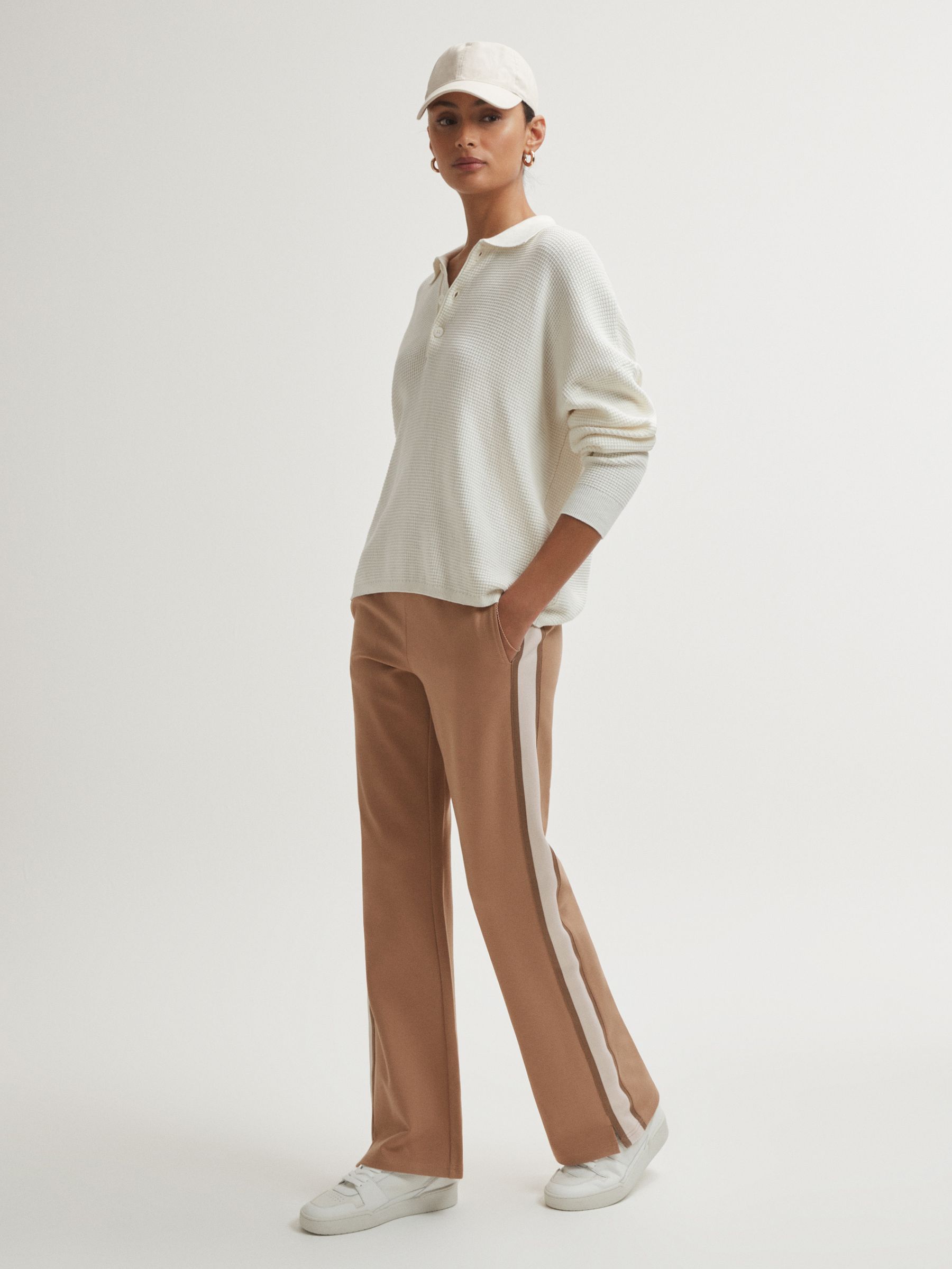 The Upside Contrast Stripe Elasticated Joggers in Clay - Image 4 of 6
