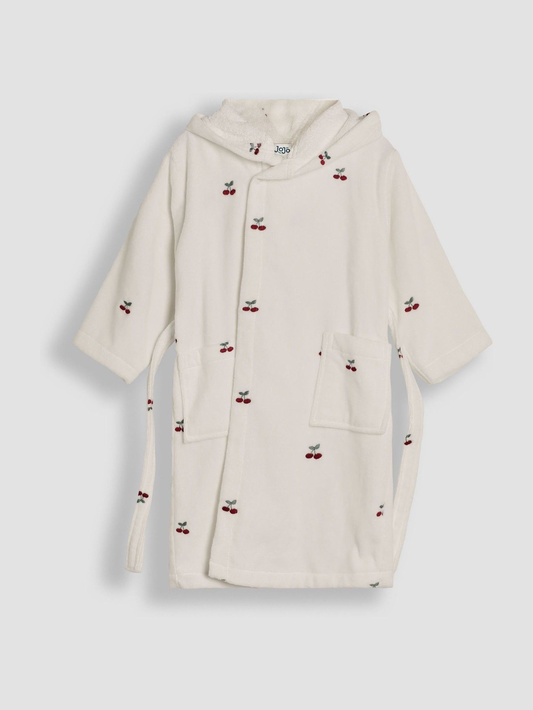White Cherry Embroidered Towelling Robe - Image 3 of 5