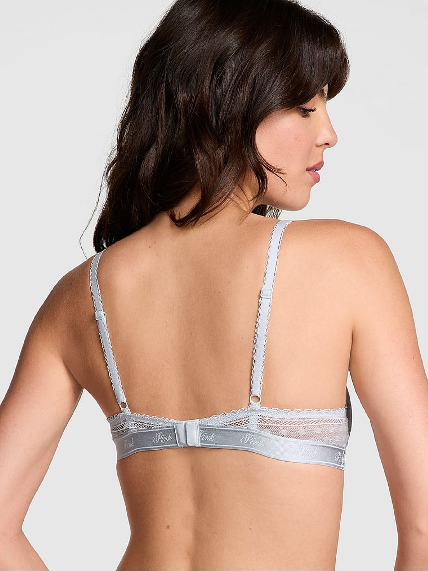 Hydrangea Blue Dainty Dot Balcony Lace Bra - Image 2 of 4