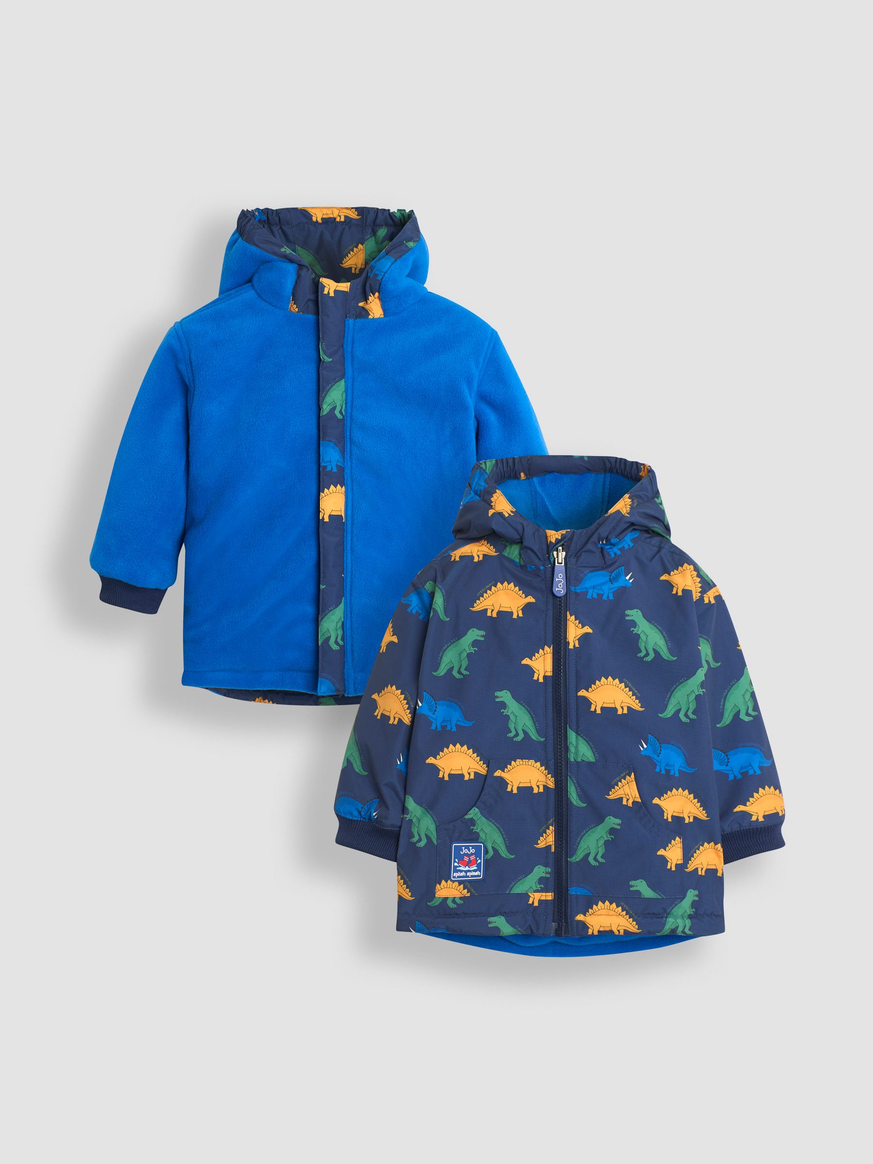 Navy Blue Dinosaur Fleece Lined Jacket JoJo Maman Bébé