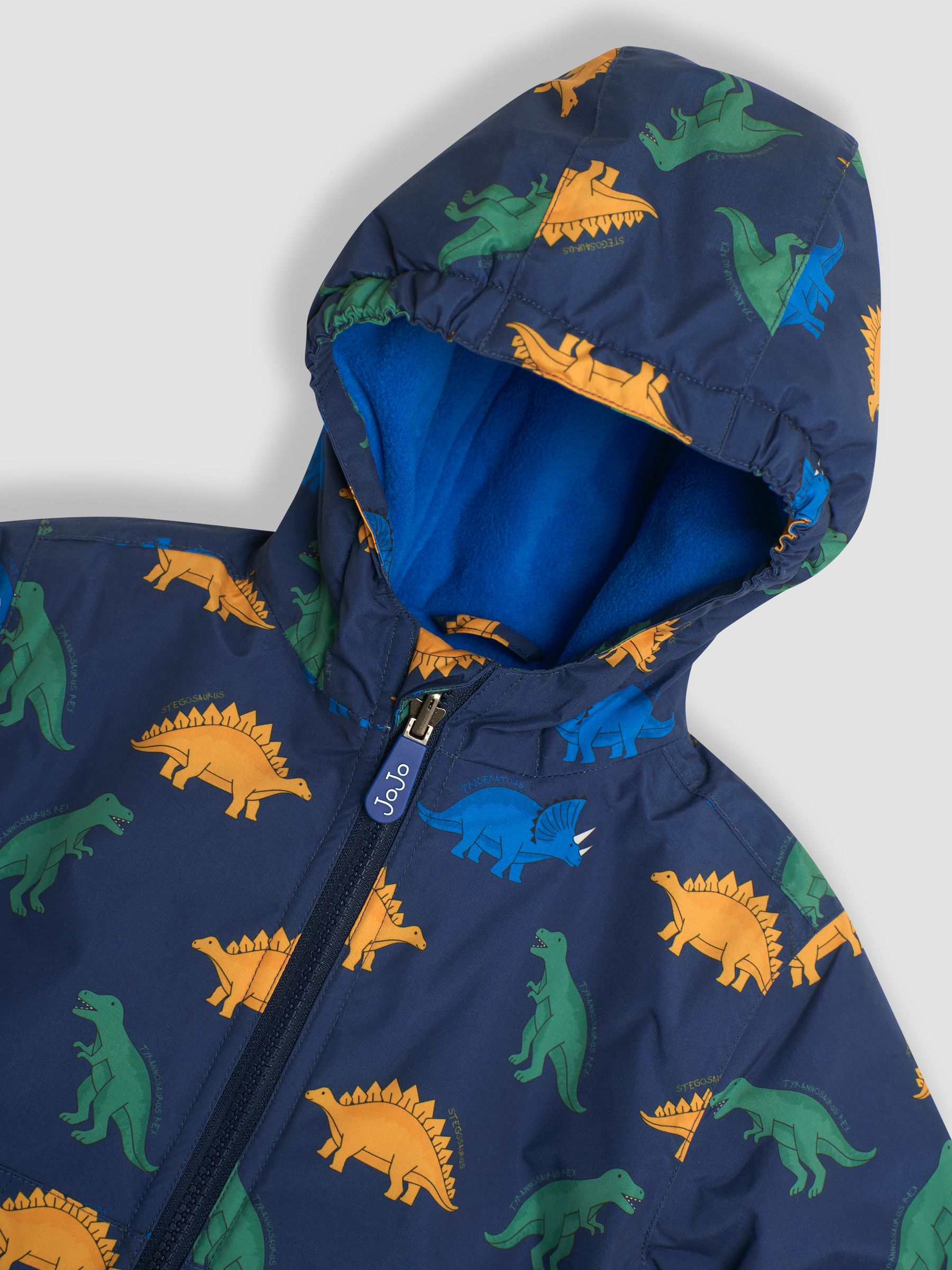 Navy Blue Dinosaur Fleece Lined Jacket - Image 6 of 7