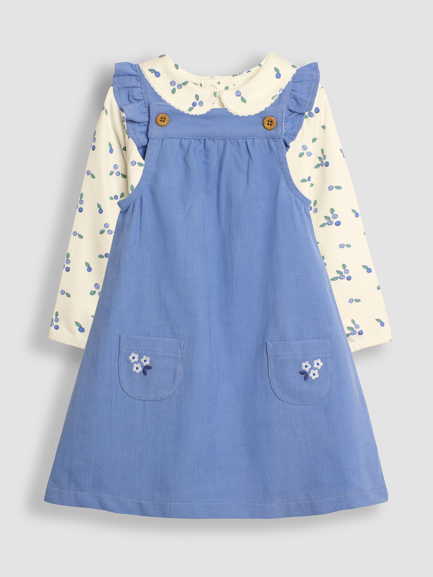 Blue Pretty Cord Pinafore Dress & Top Set - Image 1 of 6