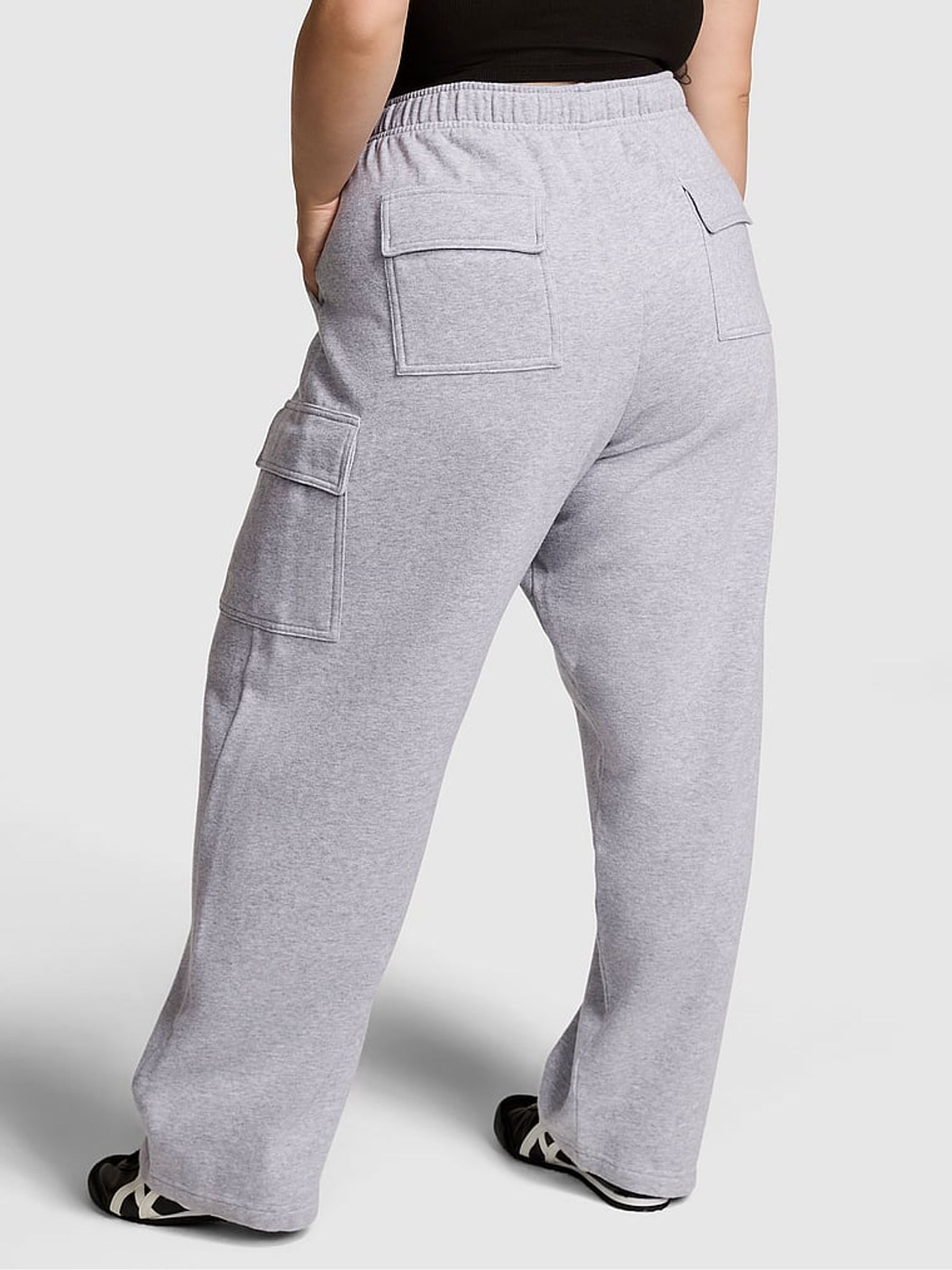 Grey Heather Fleece Straight Leg Cargo Joggers - Image 2 of 4