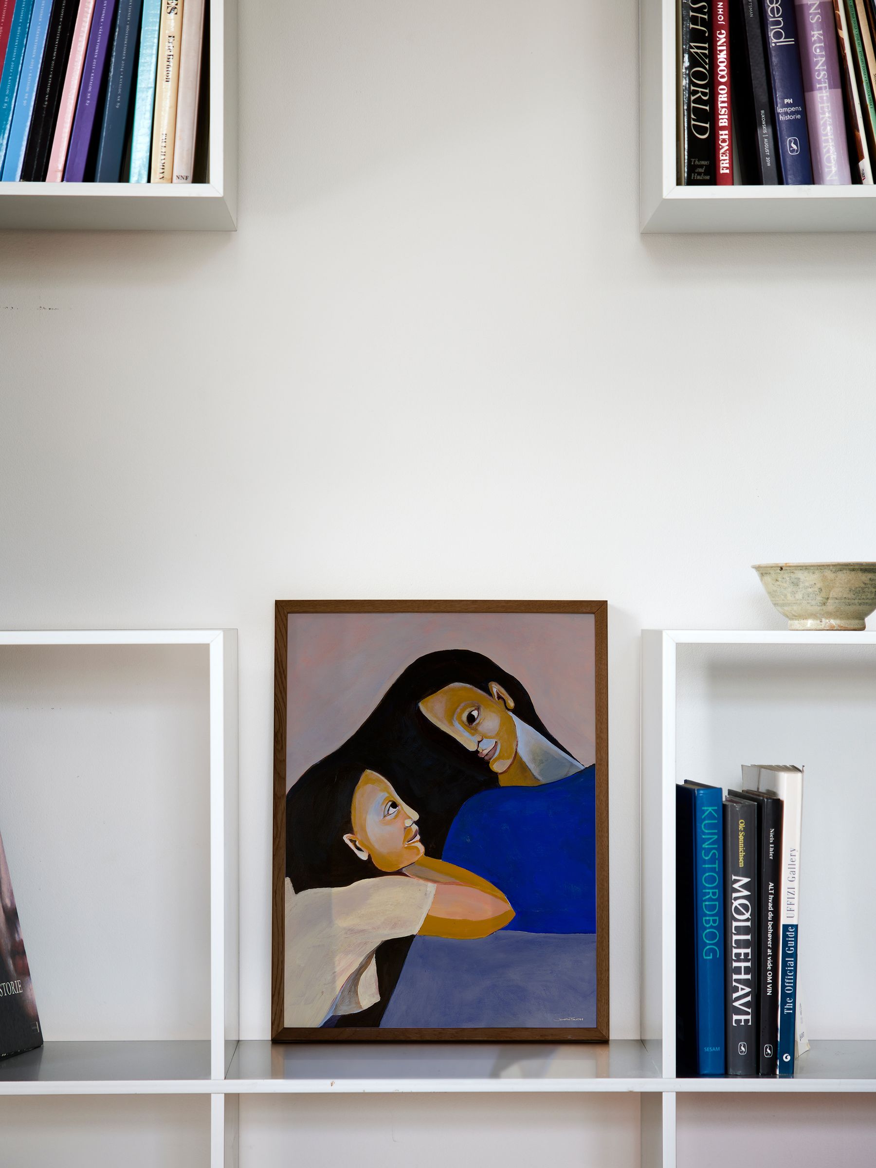 Paper Collective Blue Sisters II Framed Wall Art Print in Dark Oak
