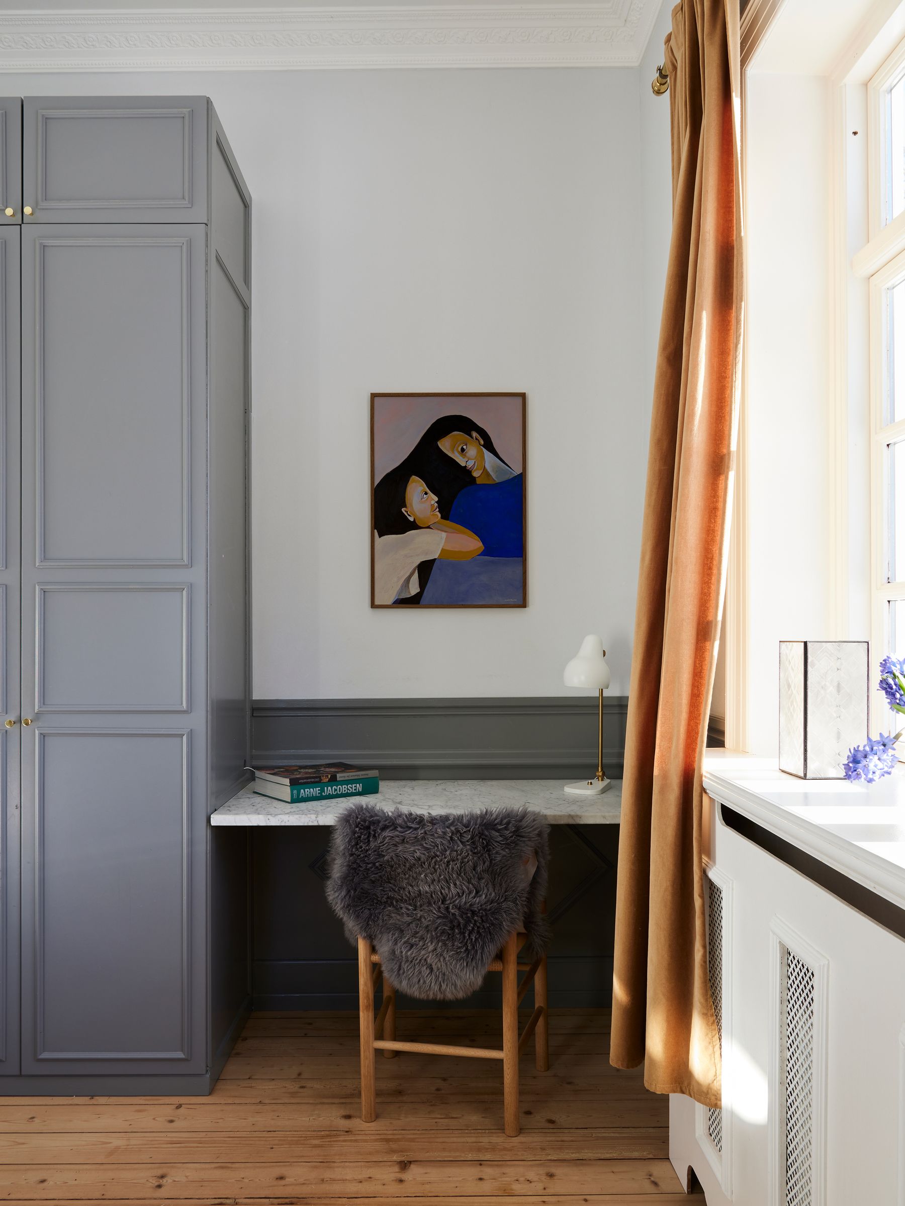 Paper Collective CHARCOAL 02 50×70cm Paper Collective Blue Sisters II Framed Wall Art Print in Dark Oak