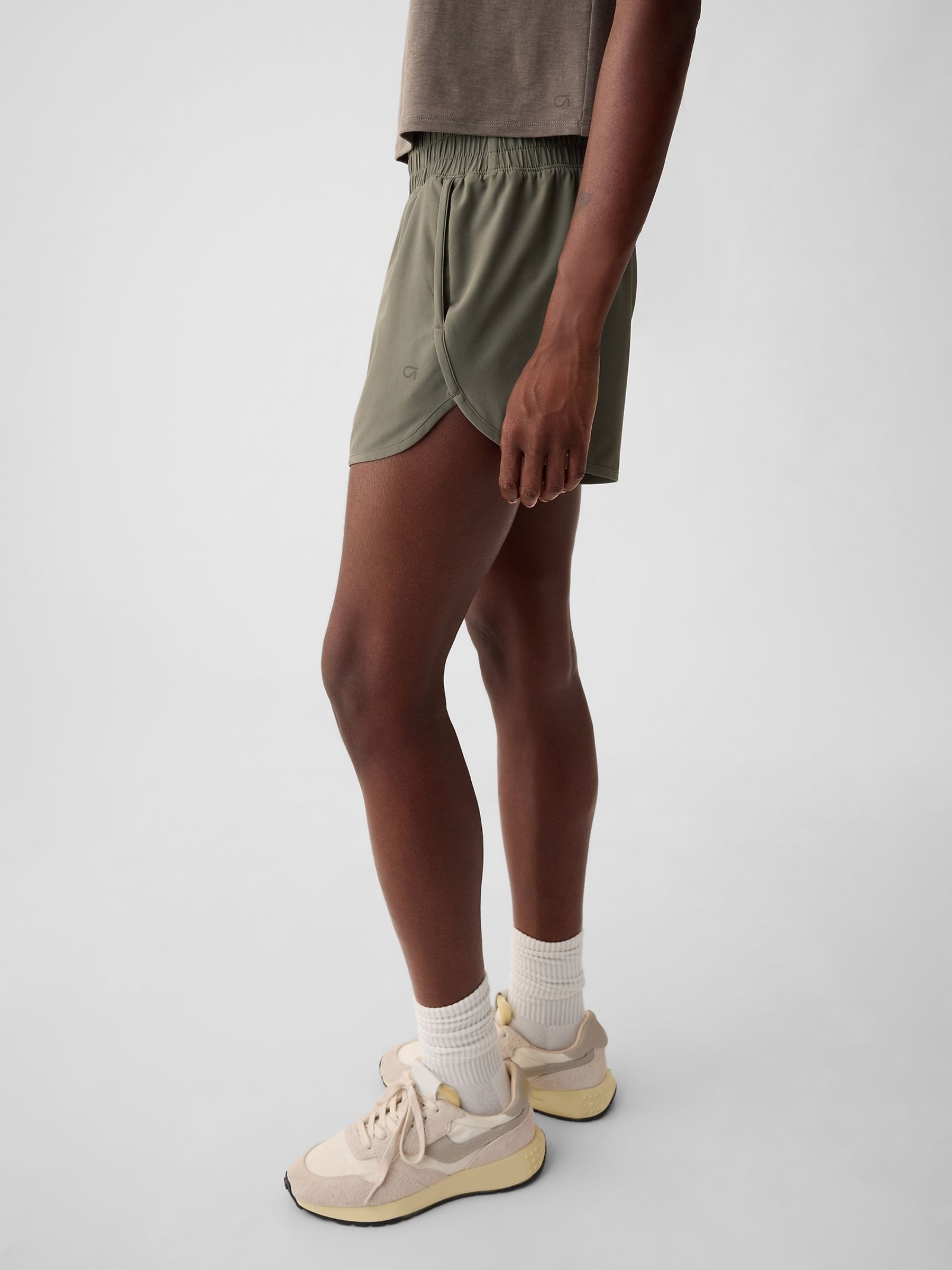 Green High Waisted Running Shorts - Image 3 of 5