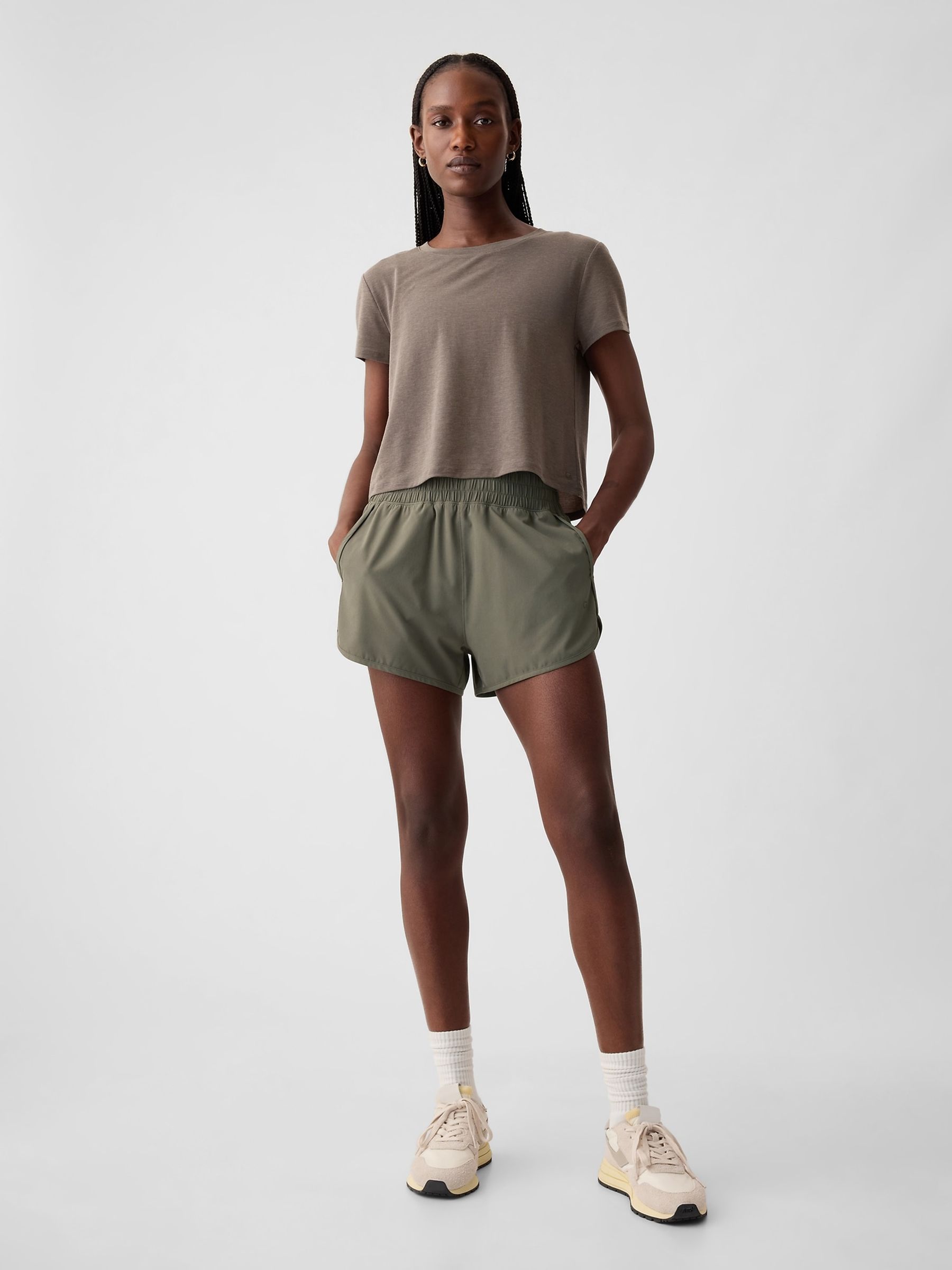Green High Waisted Running Shorts - Image 4 of 5