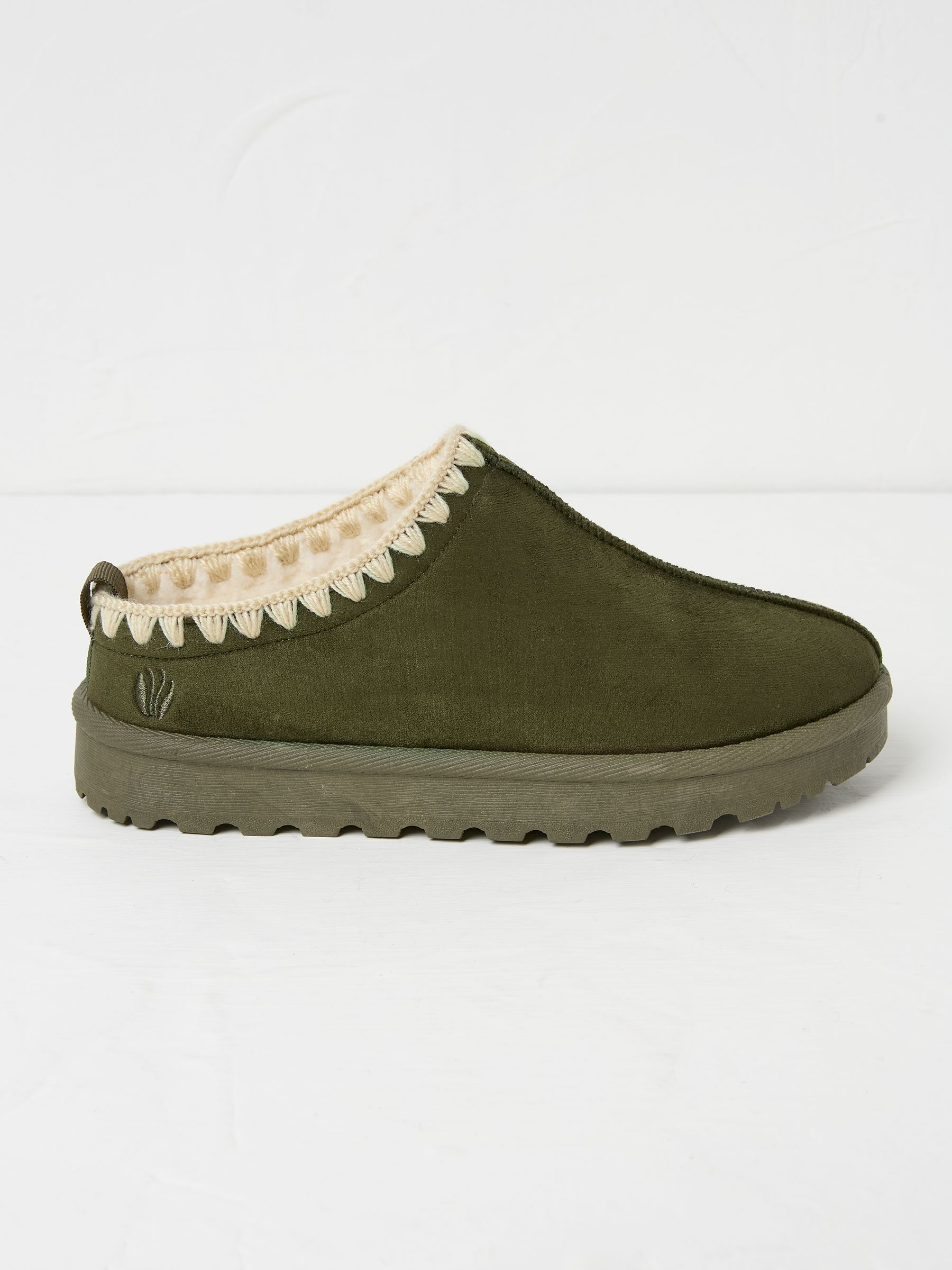 Lyra Khaki Green Mule Slippers FatFace Ireland