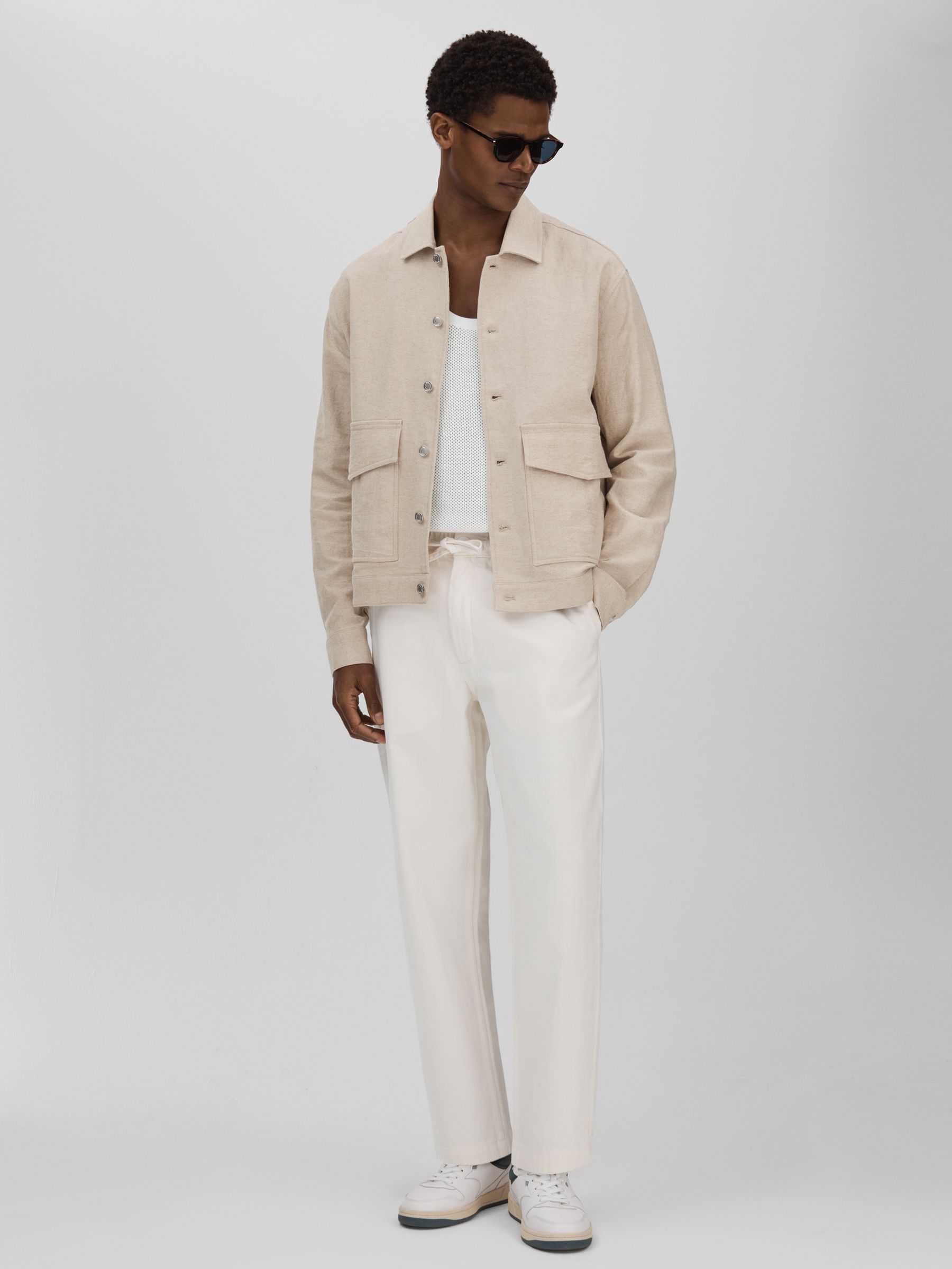 Wax London Linen-Cotton Jacket in Natural - Image 3 of 6