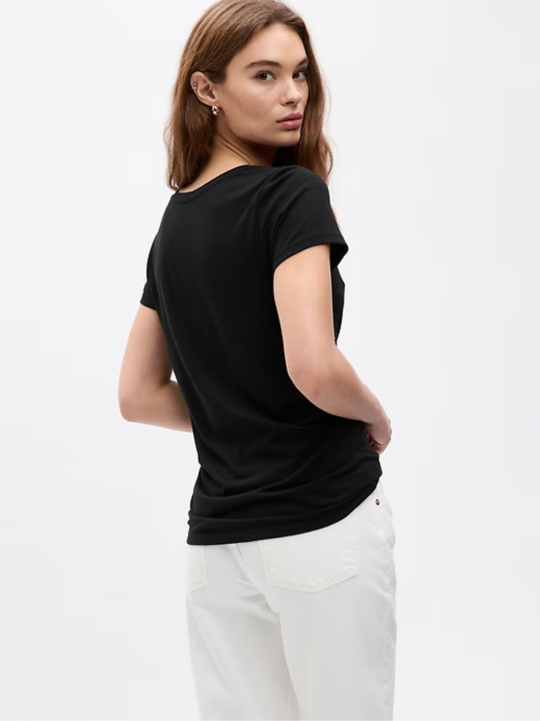 Black Crew Neck Favourite Cotton-Modal Short Sleeve T-Shirt - Image 2 of 5
