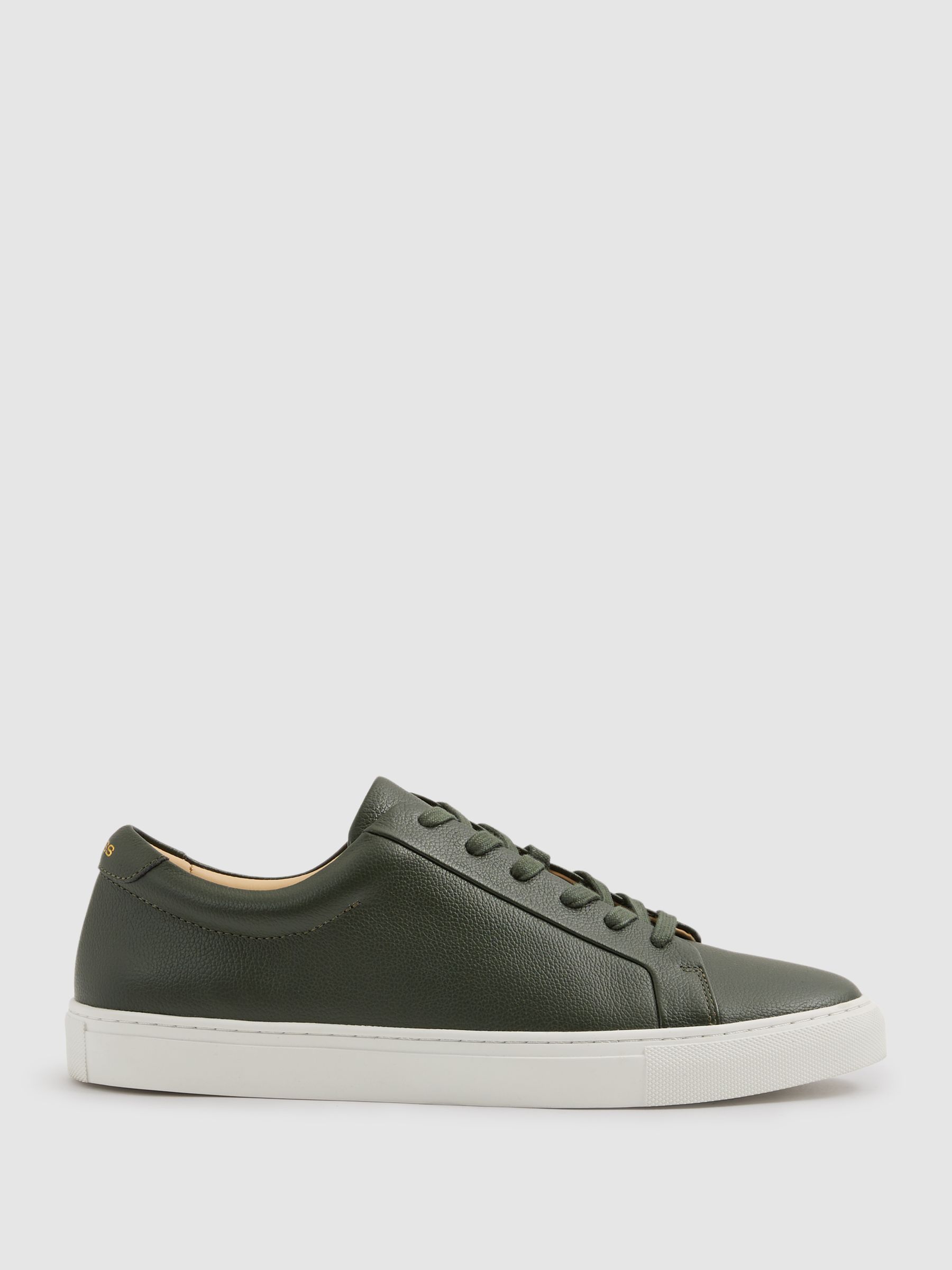 Grained Leather Trainers in Forest Green - Image 1 of 5