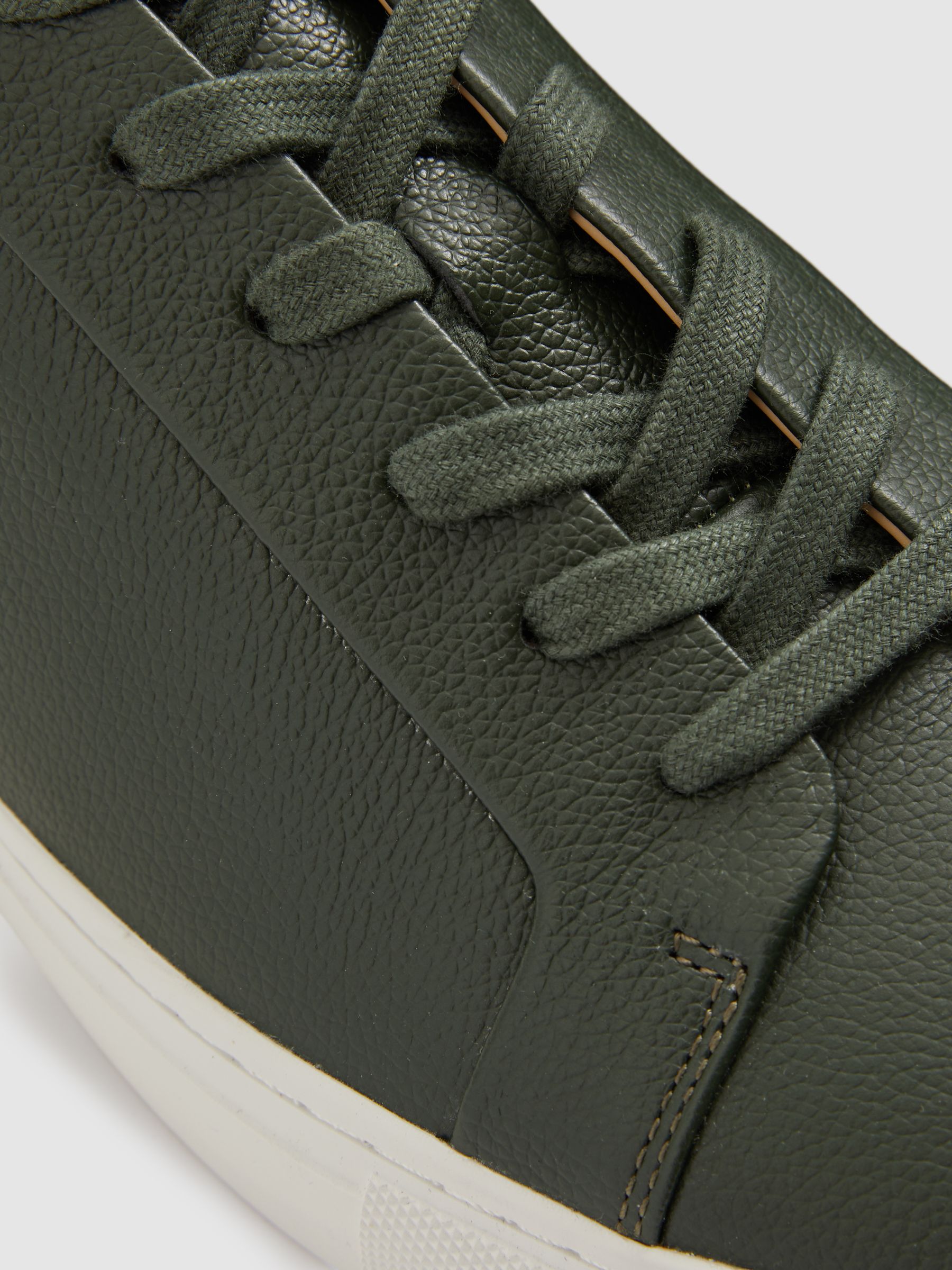 Grained Leather Trainers in Forest Green - Image 5 of 5