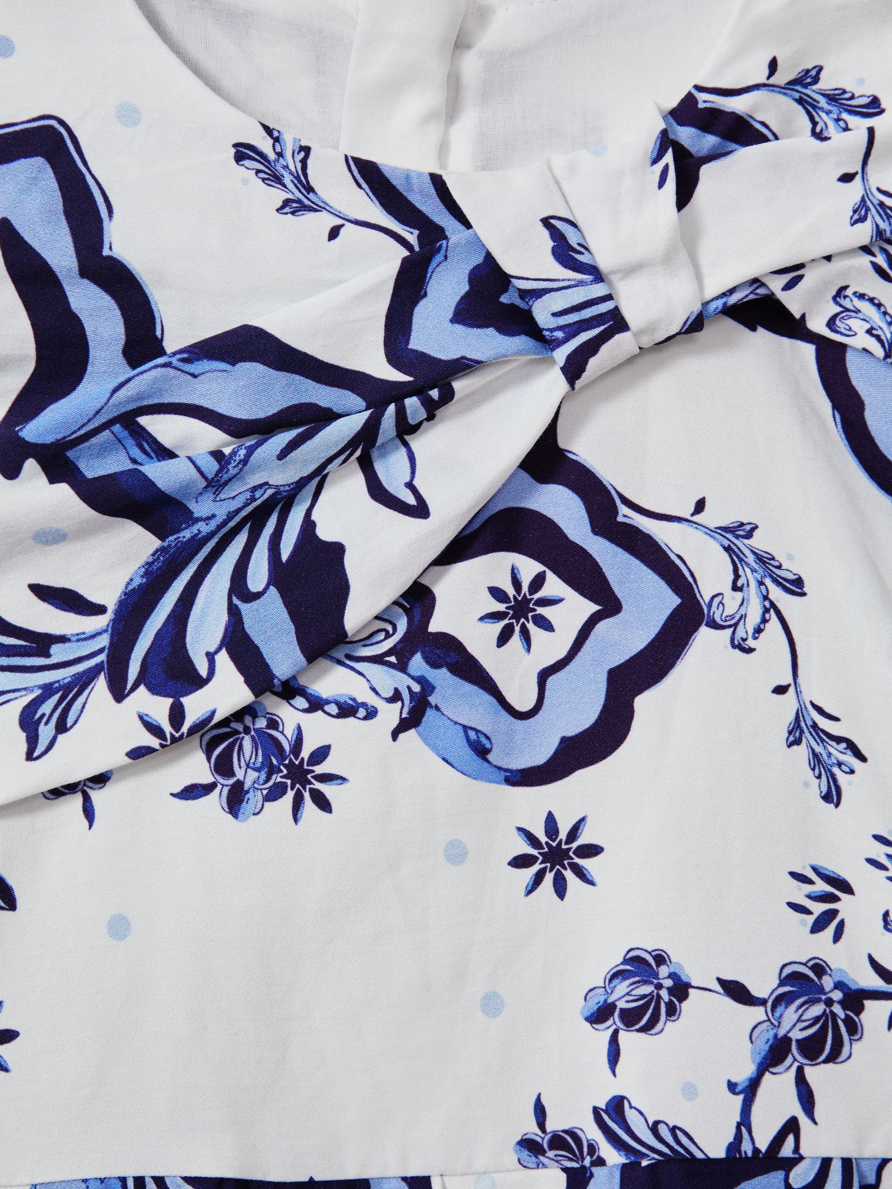 9-13 yrs Cotton Tile Print Pleated Dress in Blue Print - Image 4 of 4