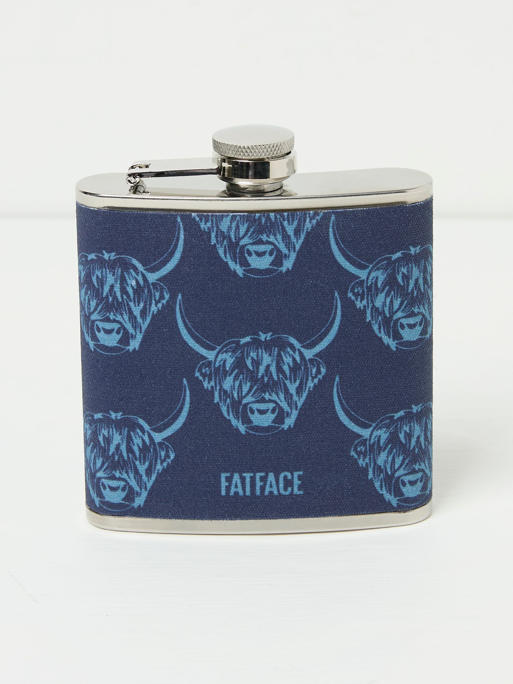 Navy Blue Highland Cow Hip Flask - Image 1 of 2