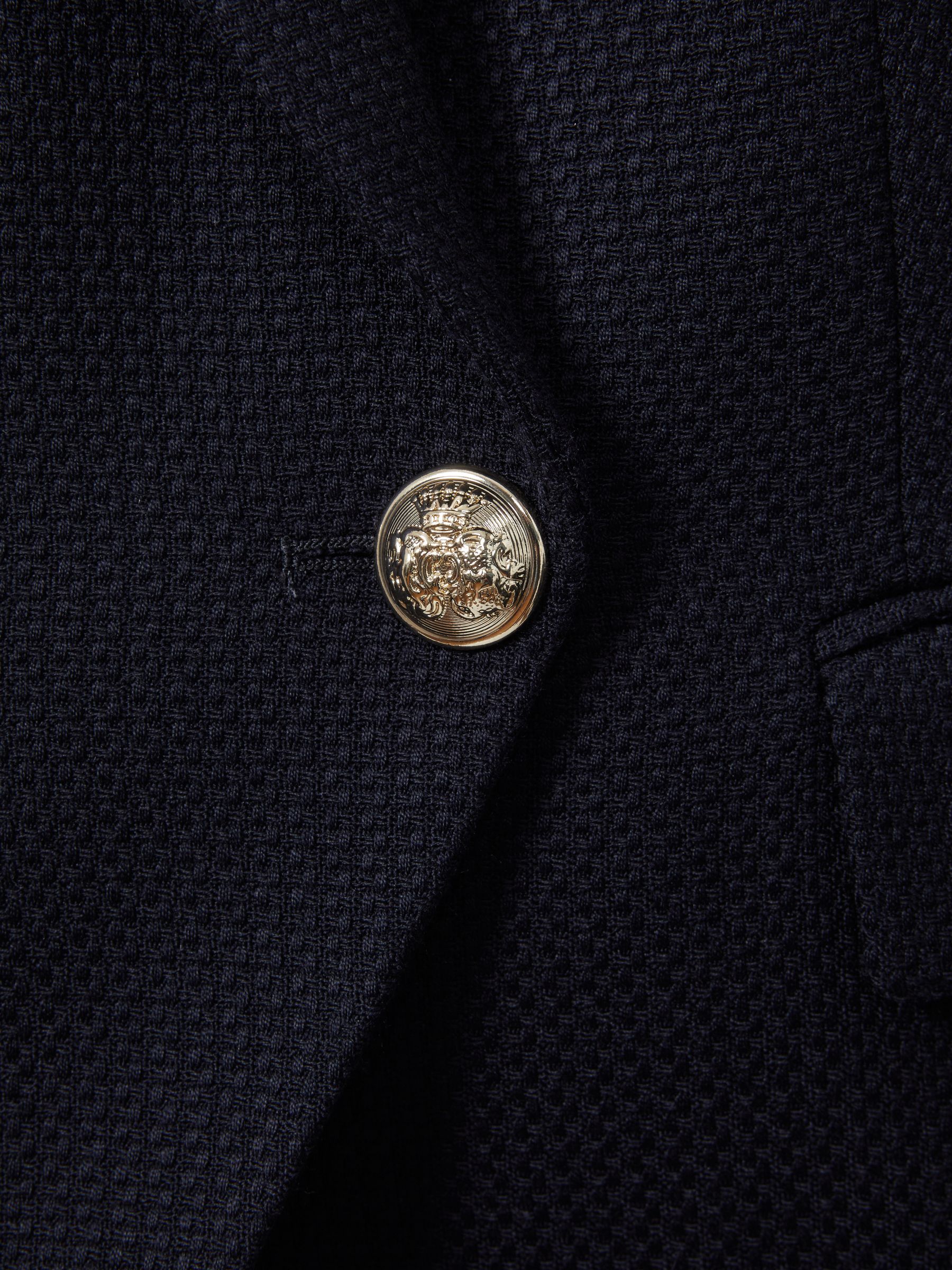 Petite Tailored Fit Textured Double Breasted Blazer in Navy - Image 6 of 7