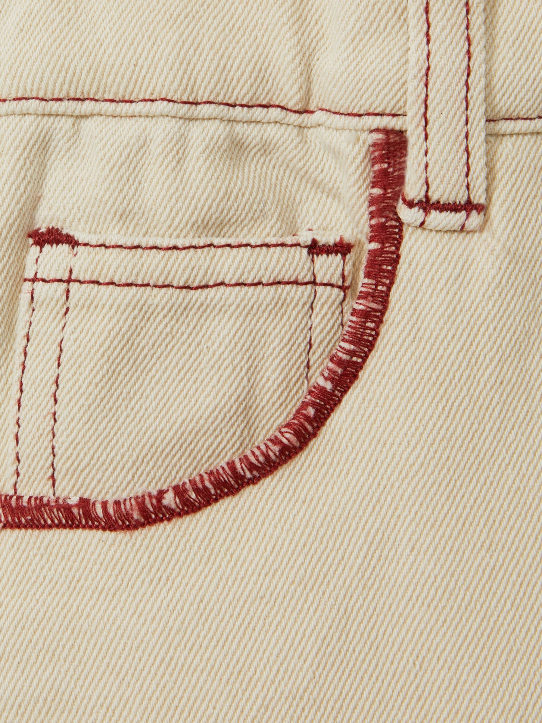 9-13 yrs Contrast Stitch Frayed Hem Jeans in Ecru - Image 5 of 5