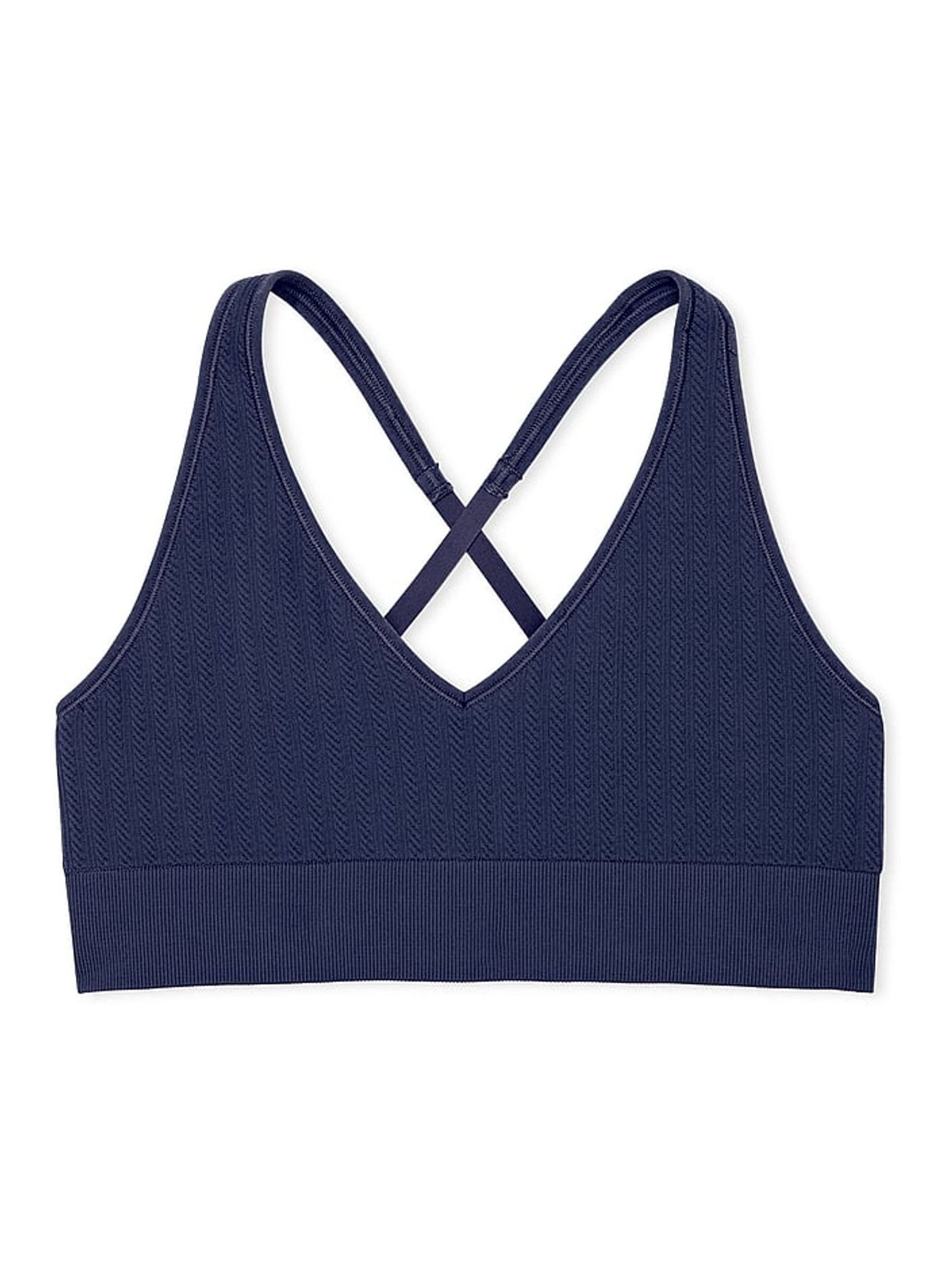Midnight Navy Blue Seamless Cable Knit Sports Bra - Image 3 of 3