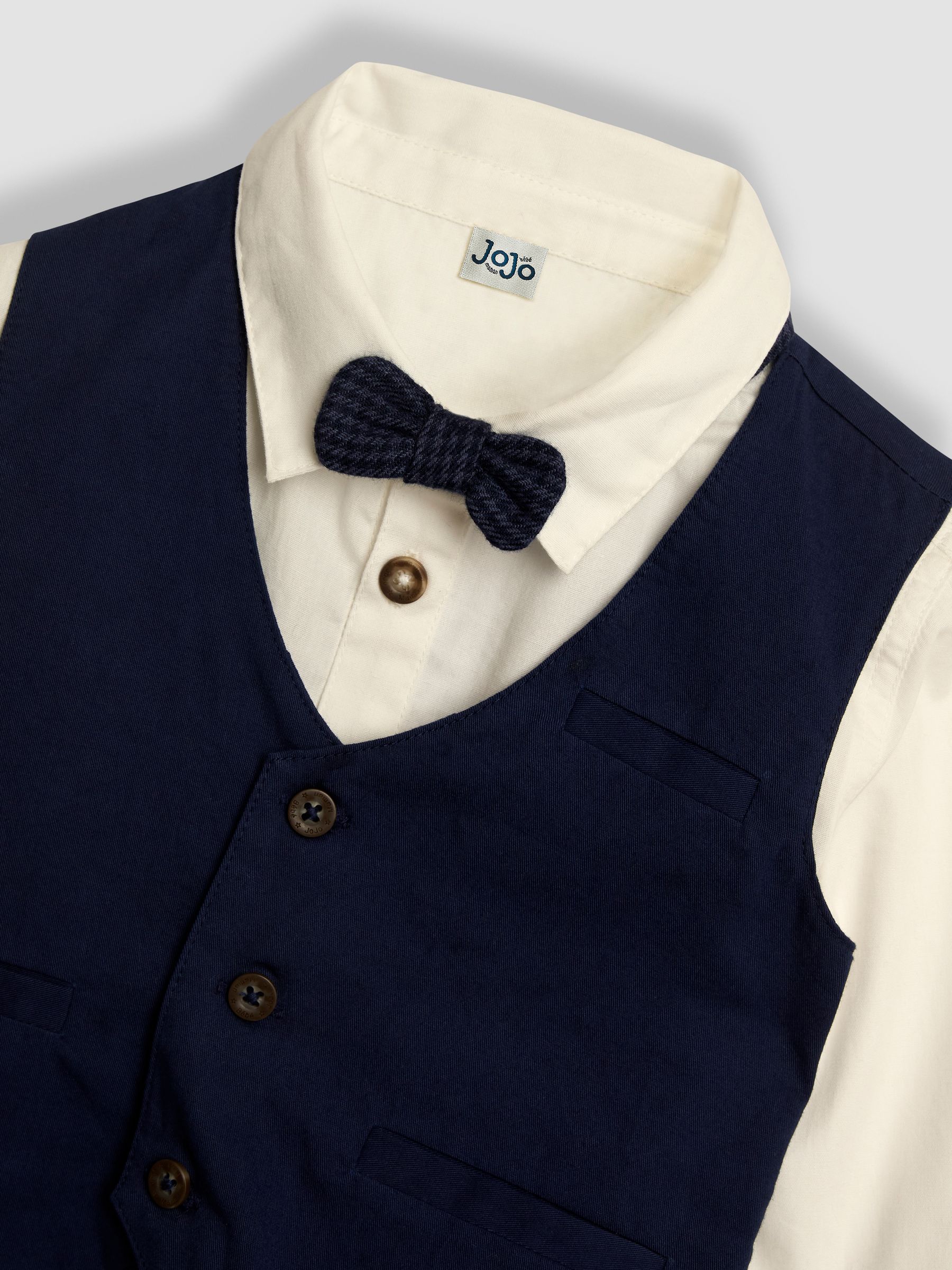Navy Houndstooth Waistcoat Shirt and Trousers Set - Image 9 of 9