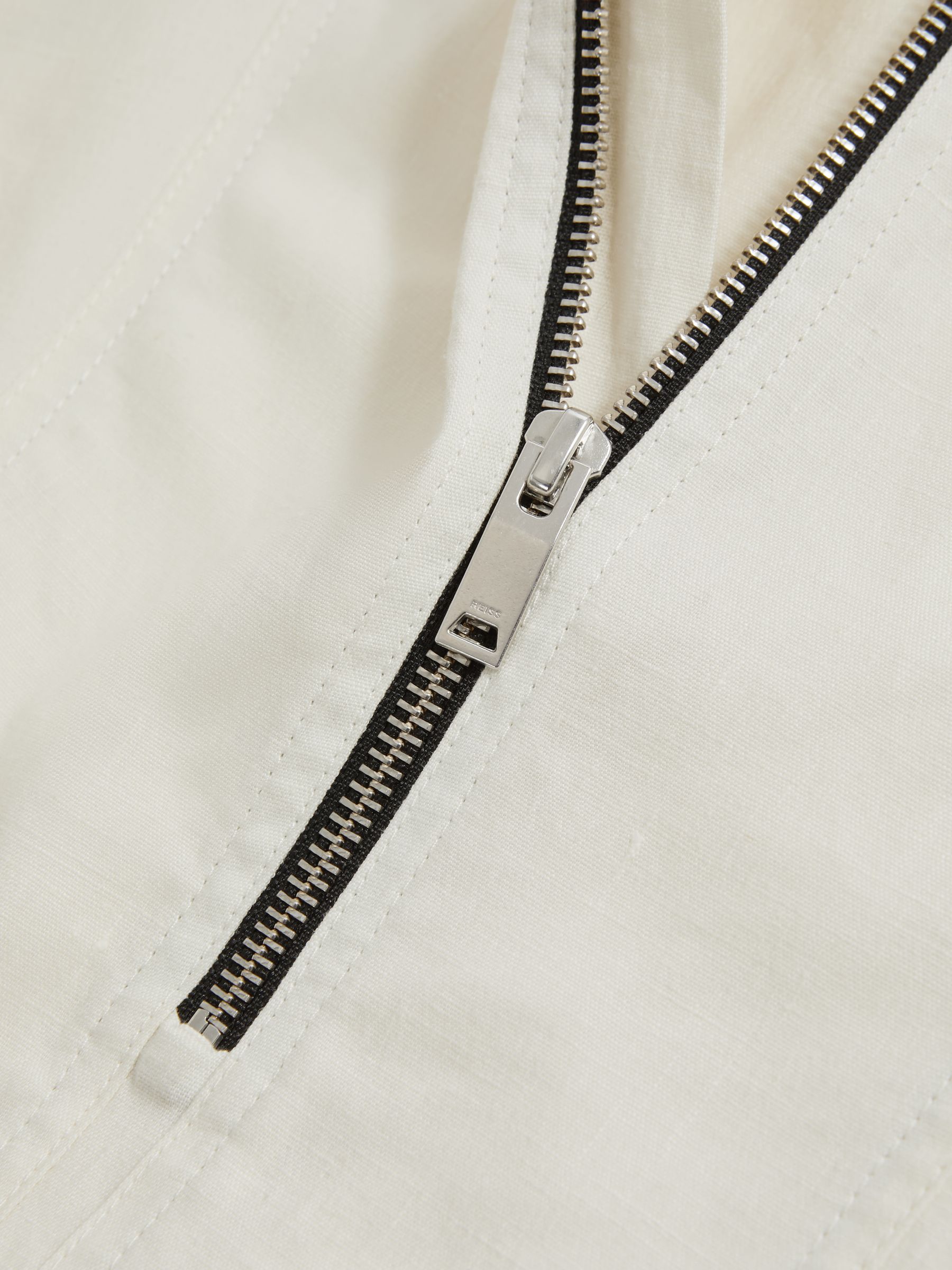 Atelier Linen Blend Hooded Sports Jacket in White - Image 6 of 6