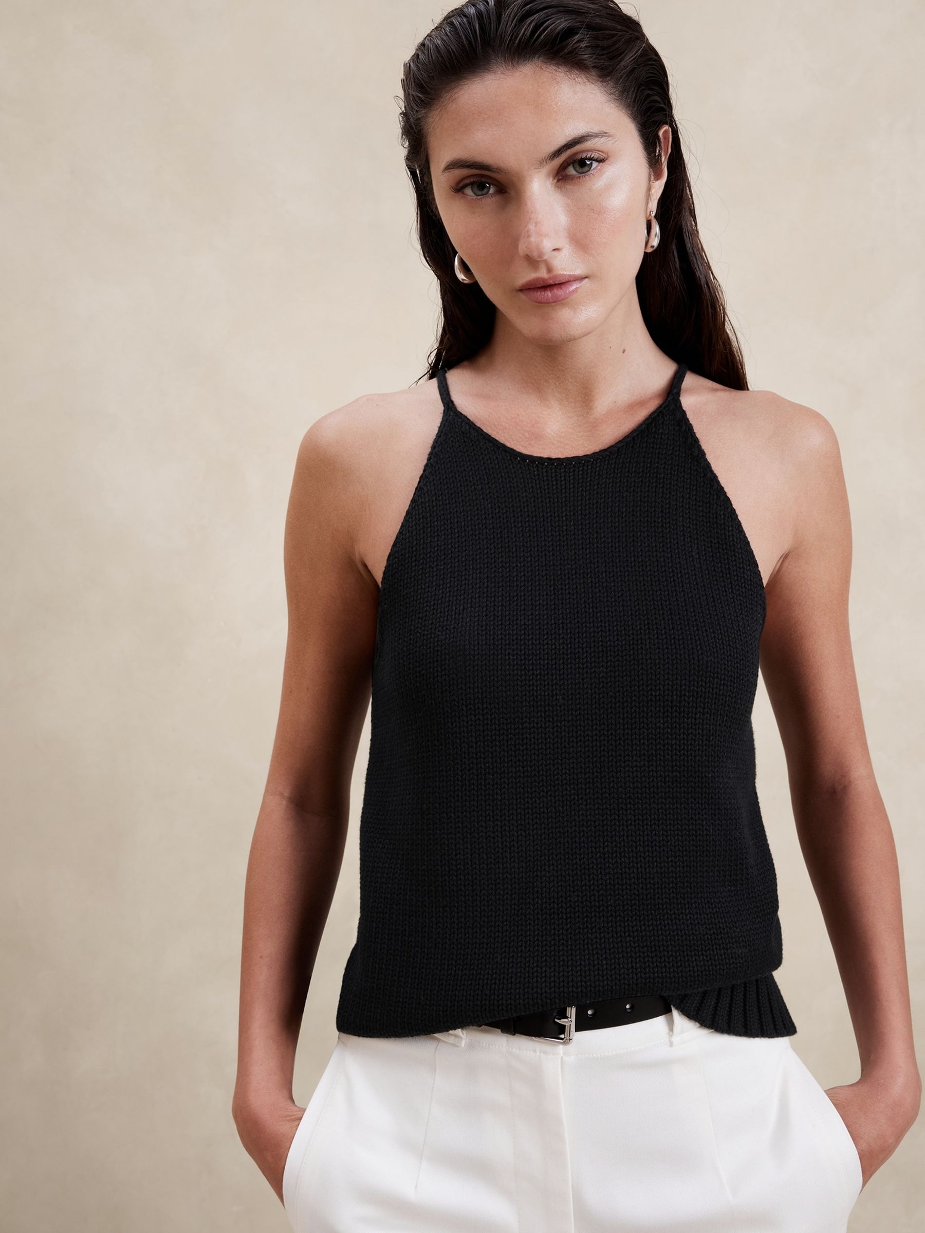 Banana Republic Black Cotton Silk Sweater Tank Top - Image 1 of 1
