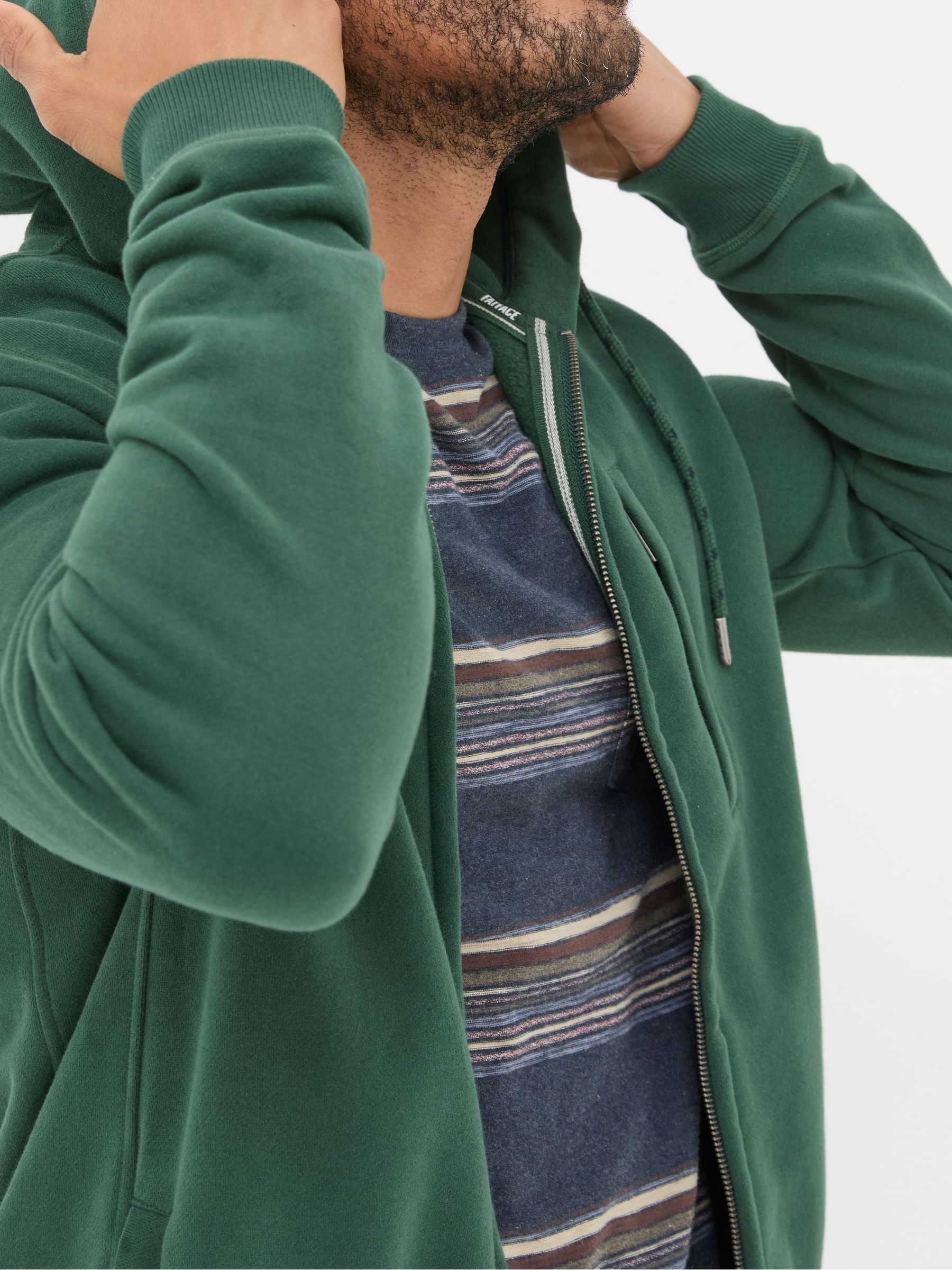 Brooke Dark Green Zip Through Hoodie - Image 4 of 5