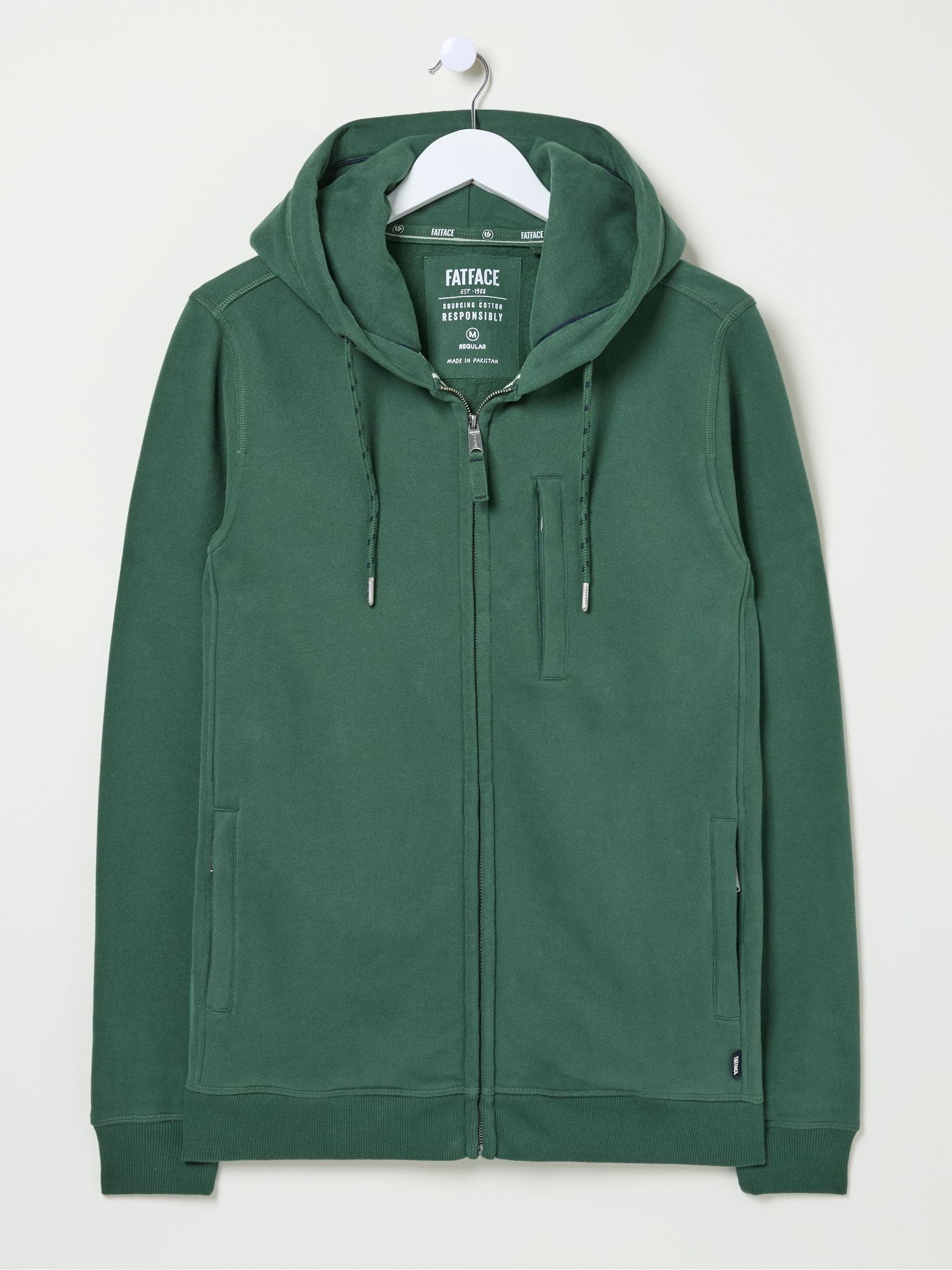Brooke Dark Green Zip Through Hoodie - Image 5 of 5