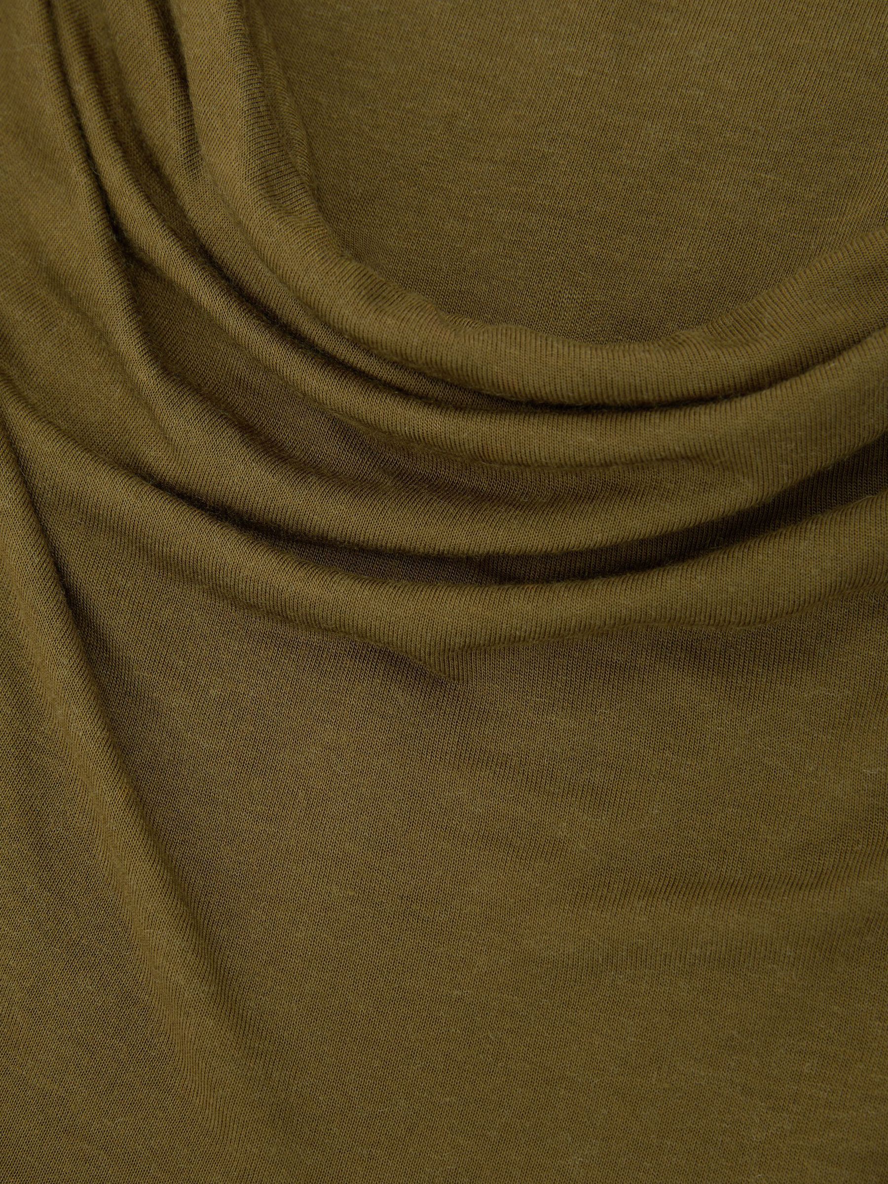 Modal-Cashmere Draped Sleeveless Top in Khaki Green - Image 7 of 7