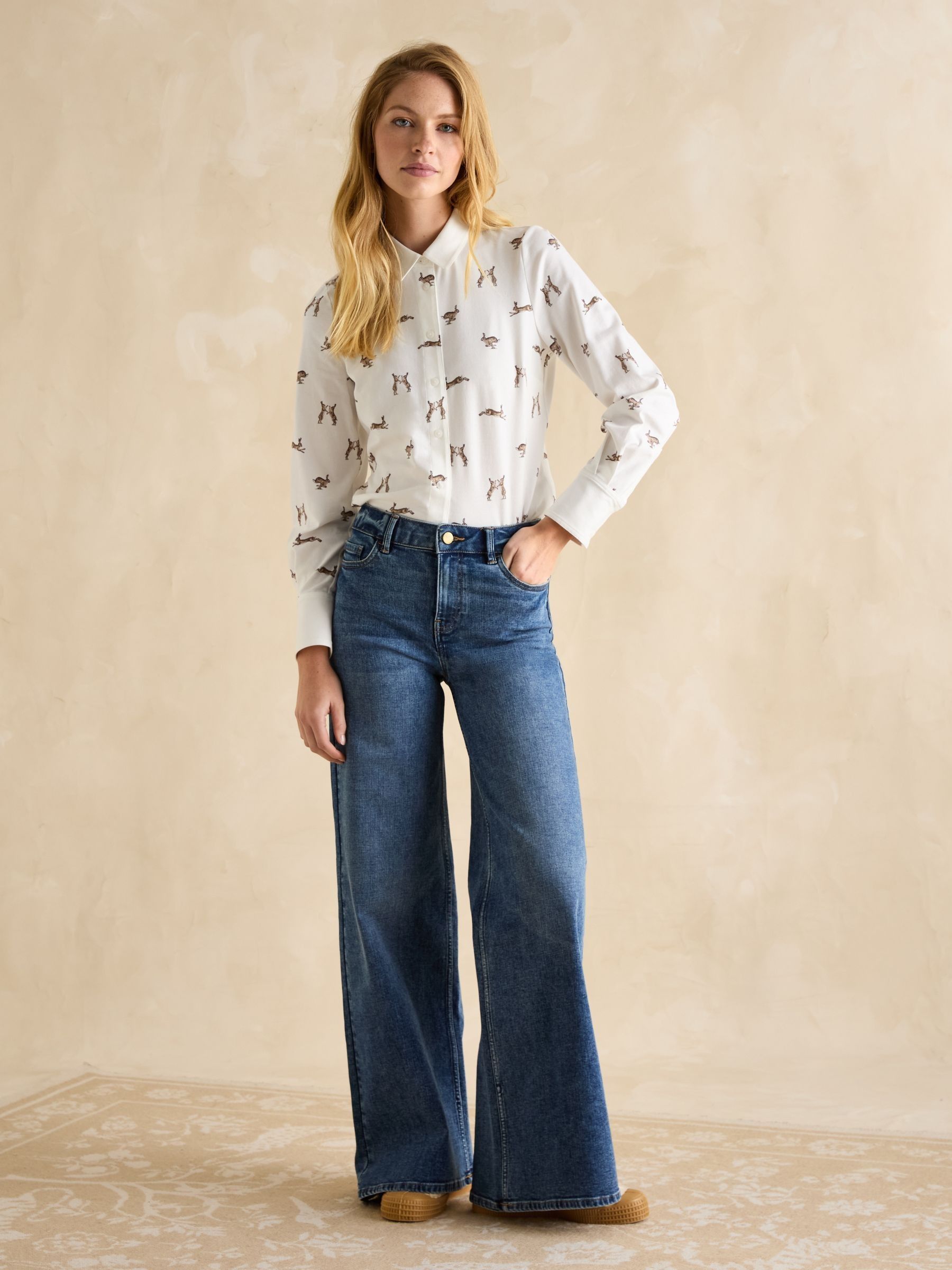 Cream Hares Joules X Eleanor Tomlinson Jersey Shirt - Image 3 of 6