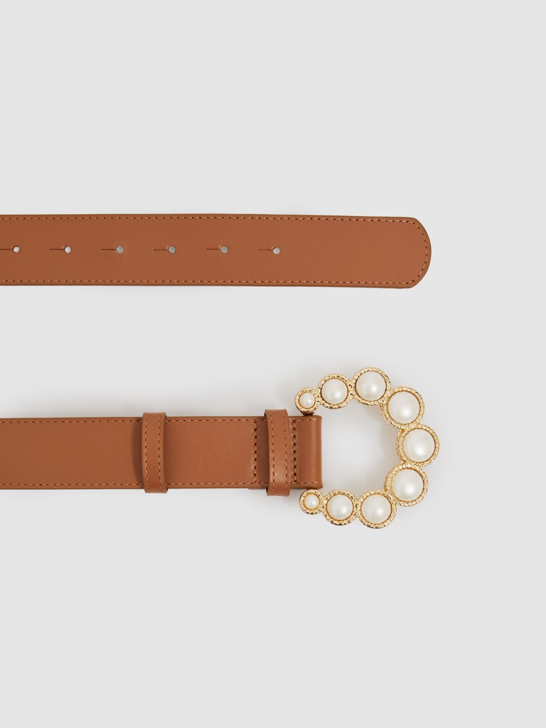 Camilla Elphick Leather Pearl Buckle Belt in Tan - Image 4 of 4