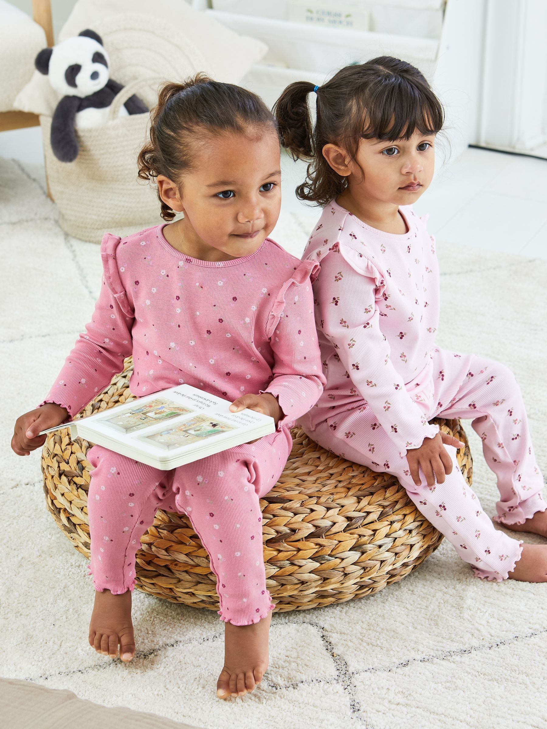 Pink 2-Pack Ribbed Pyjamas - Image 1 of 7