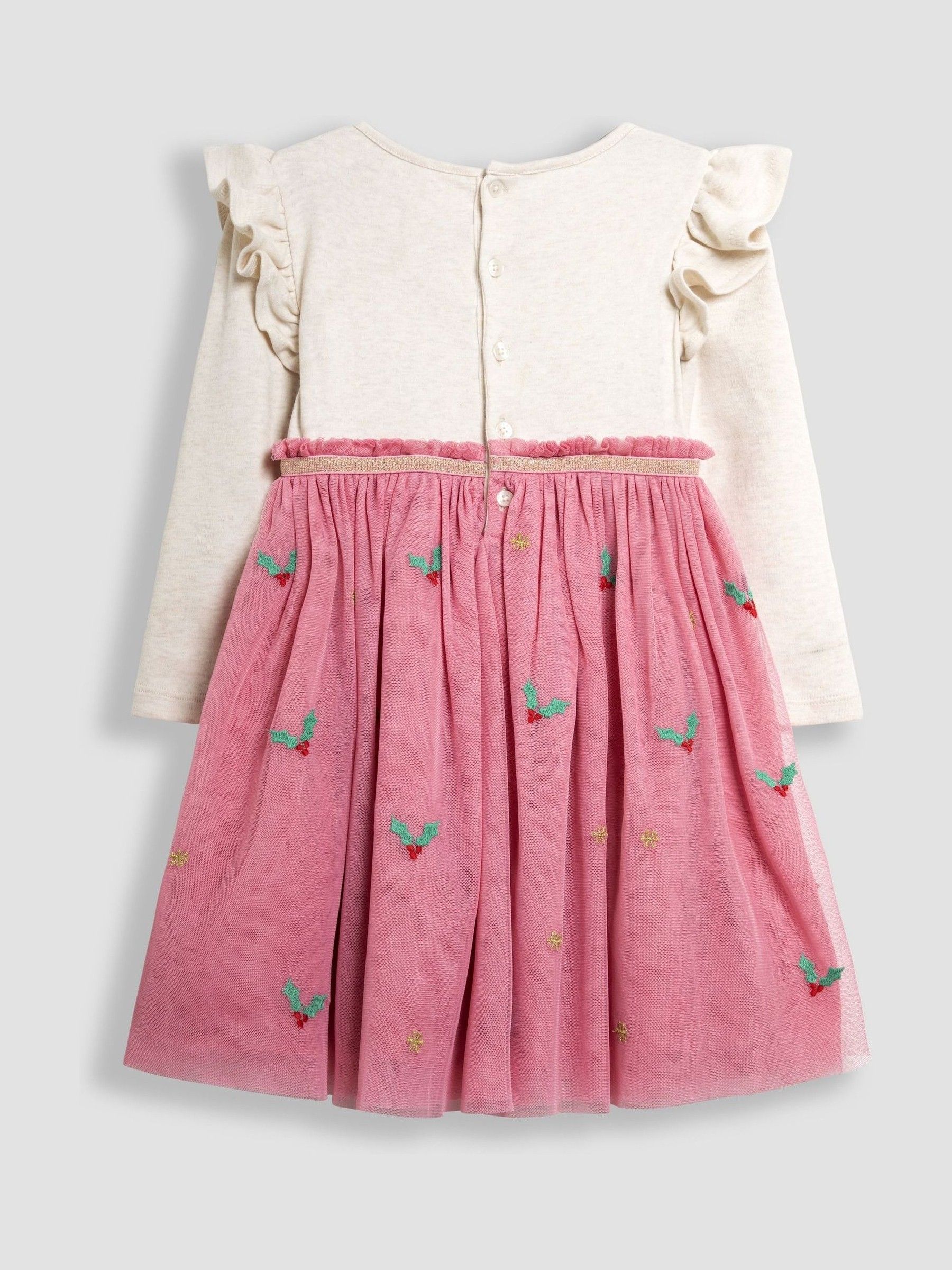 Pink Reindeer Christmas Appliqué Tulle Party Dress - Image 3 of 5