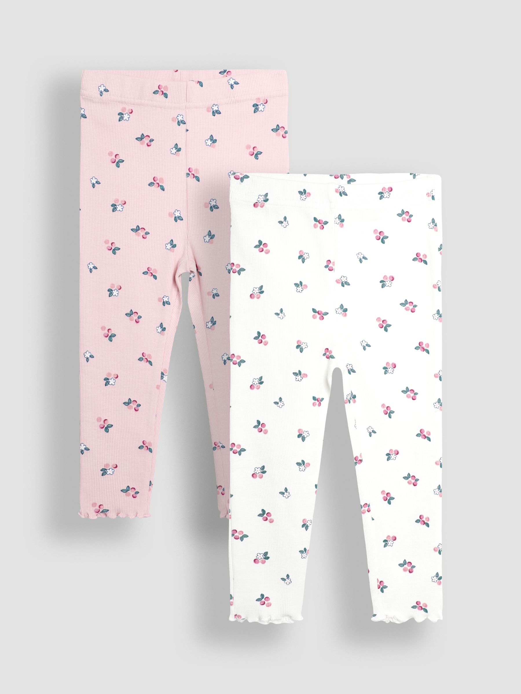 Pink Berry Rib Frill Leggings 2 Pack - Image 1 of 7