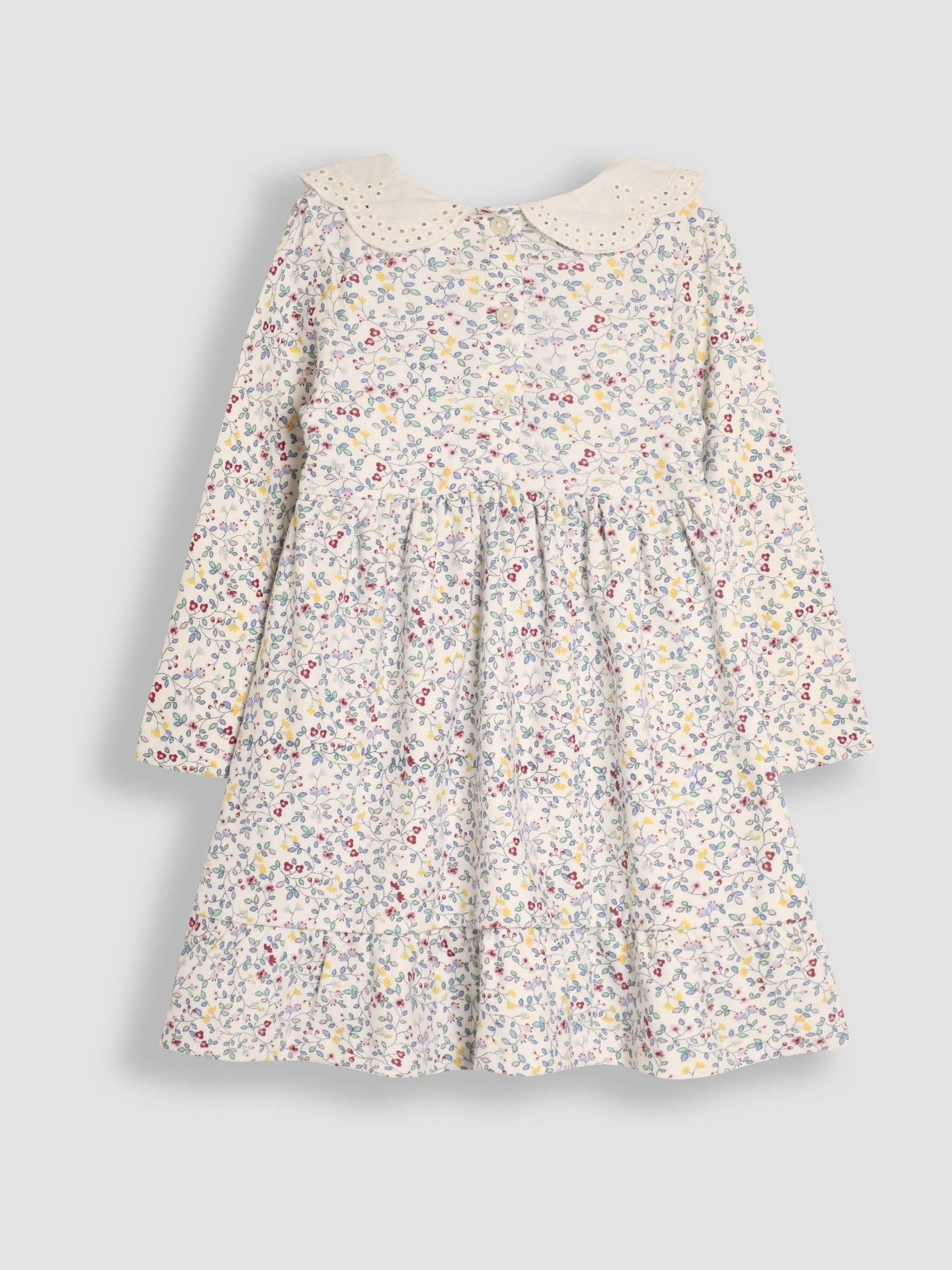 Cream Floral Smocked Broderie Collar Dress - Image 2 of 3