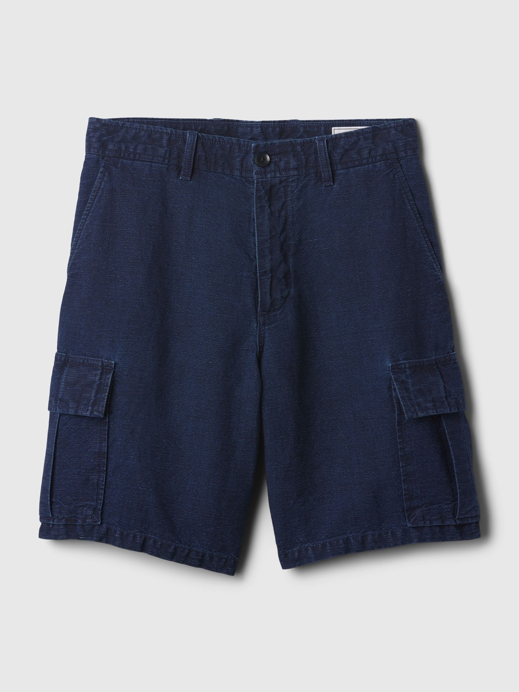 Blue Linen Cotton Cargo Shorts - Image 5 of 5