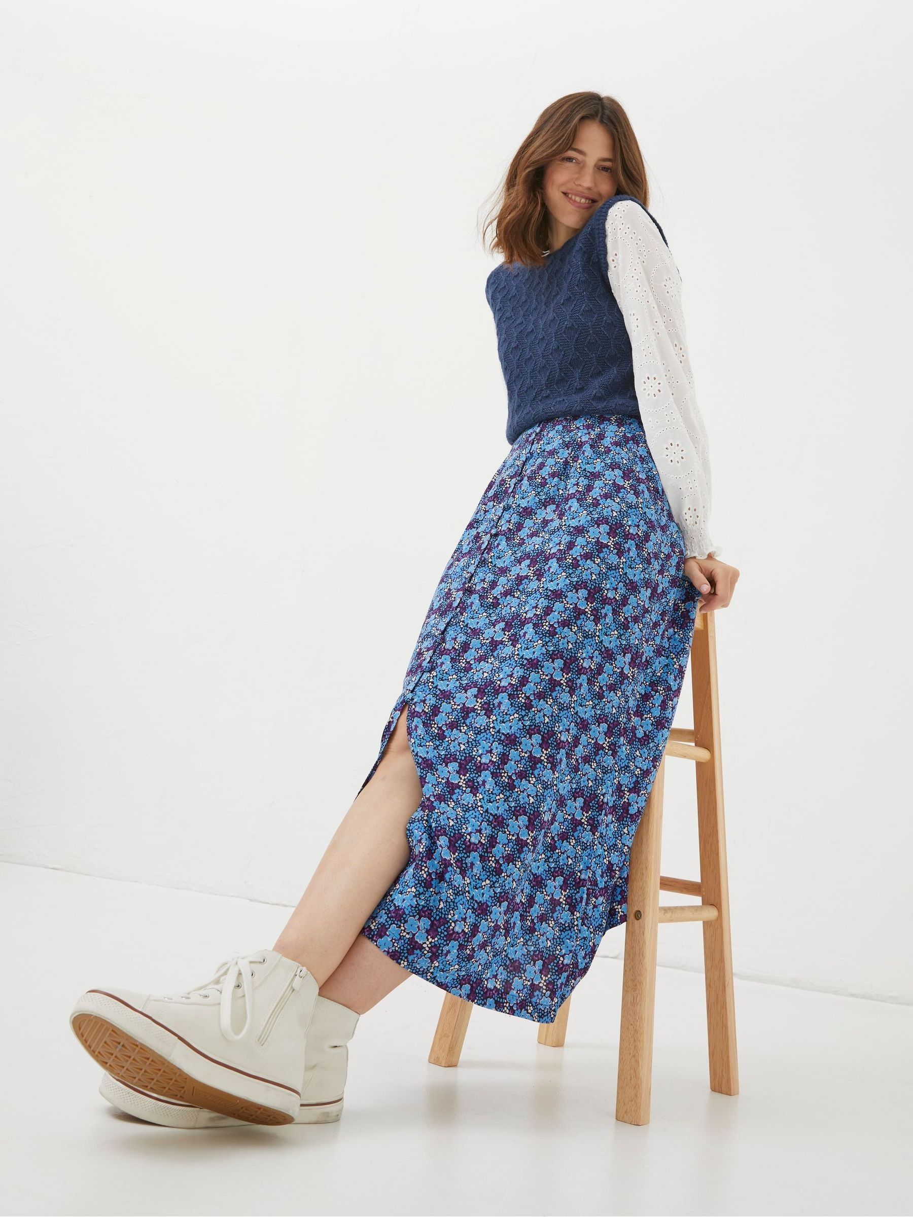 Purple Ink Floral Midi Skirt - Image 3 of 6