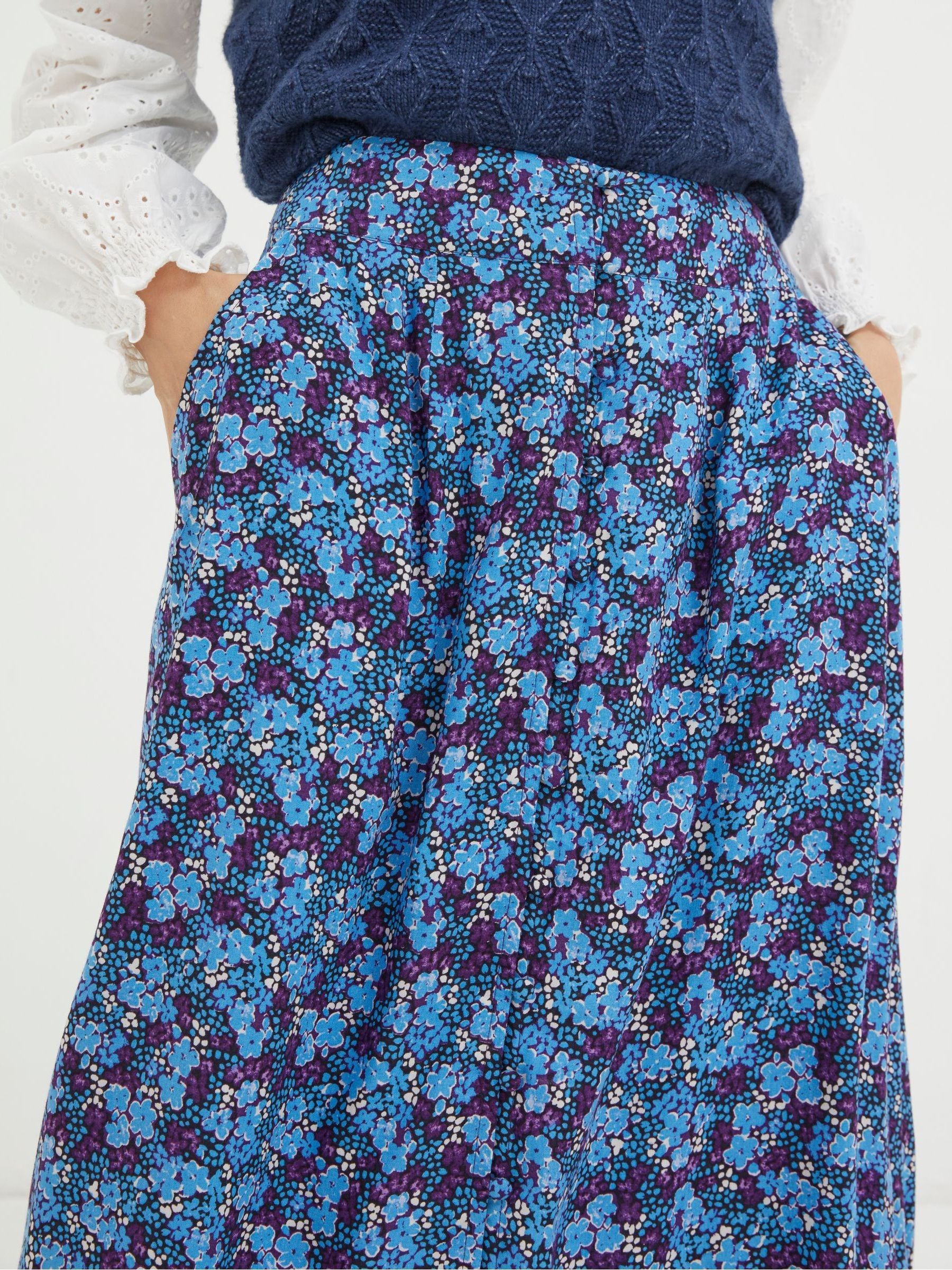 Purple Ink Floral Midi Skirt - Image 4 of 6