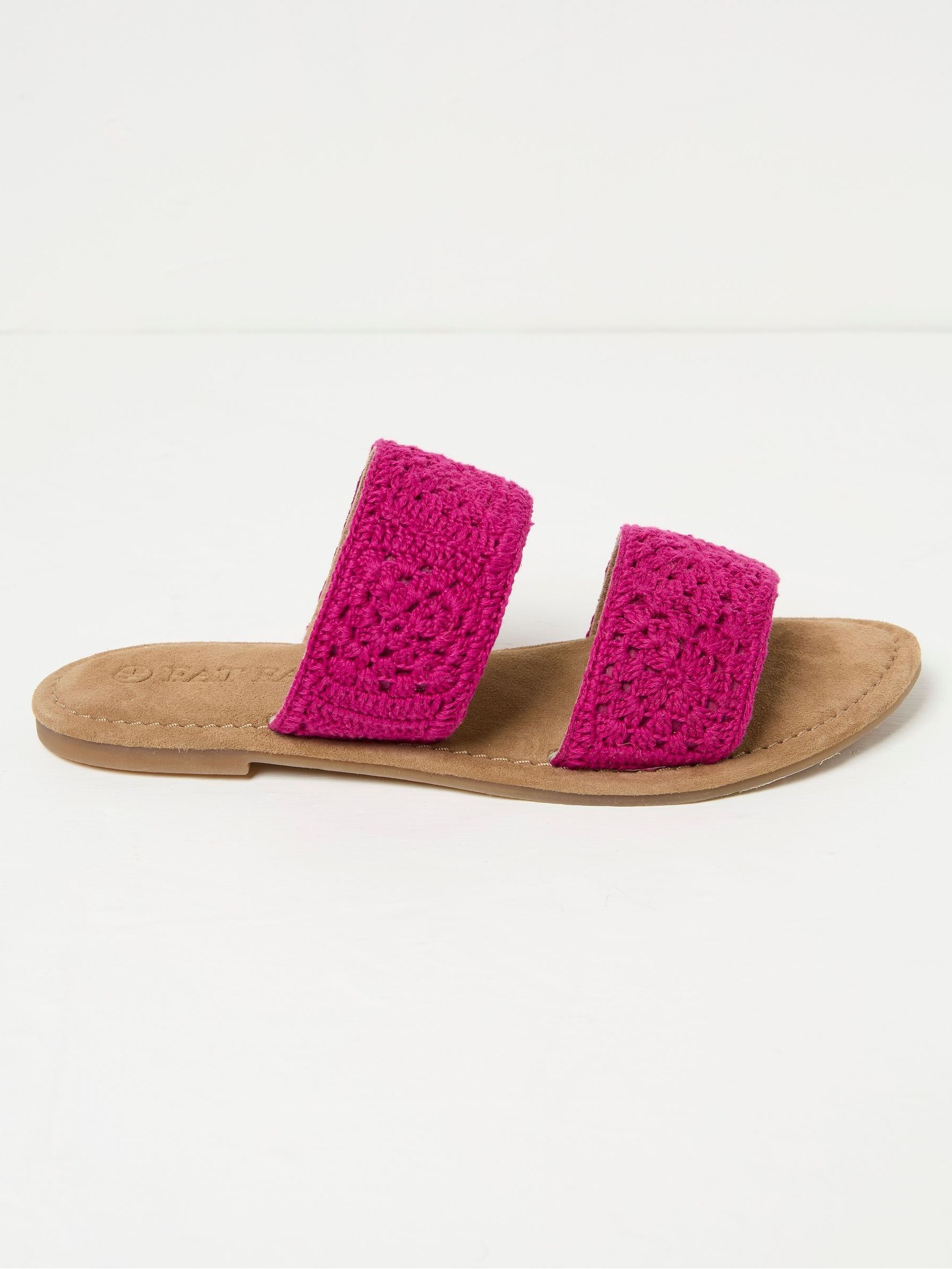 Penelope Pink Crochet Sliders - Image 1 of 3
