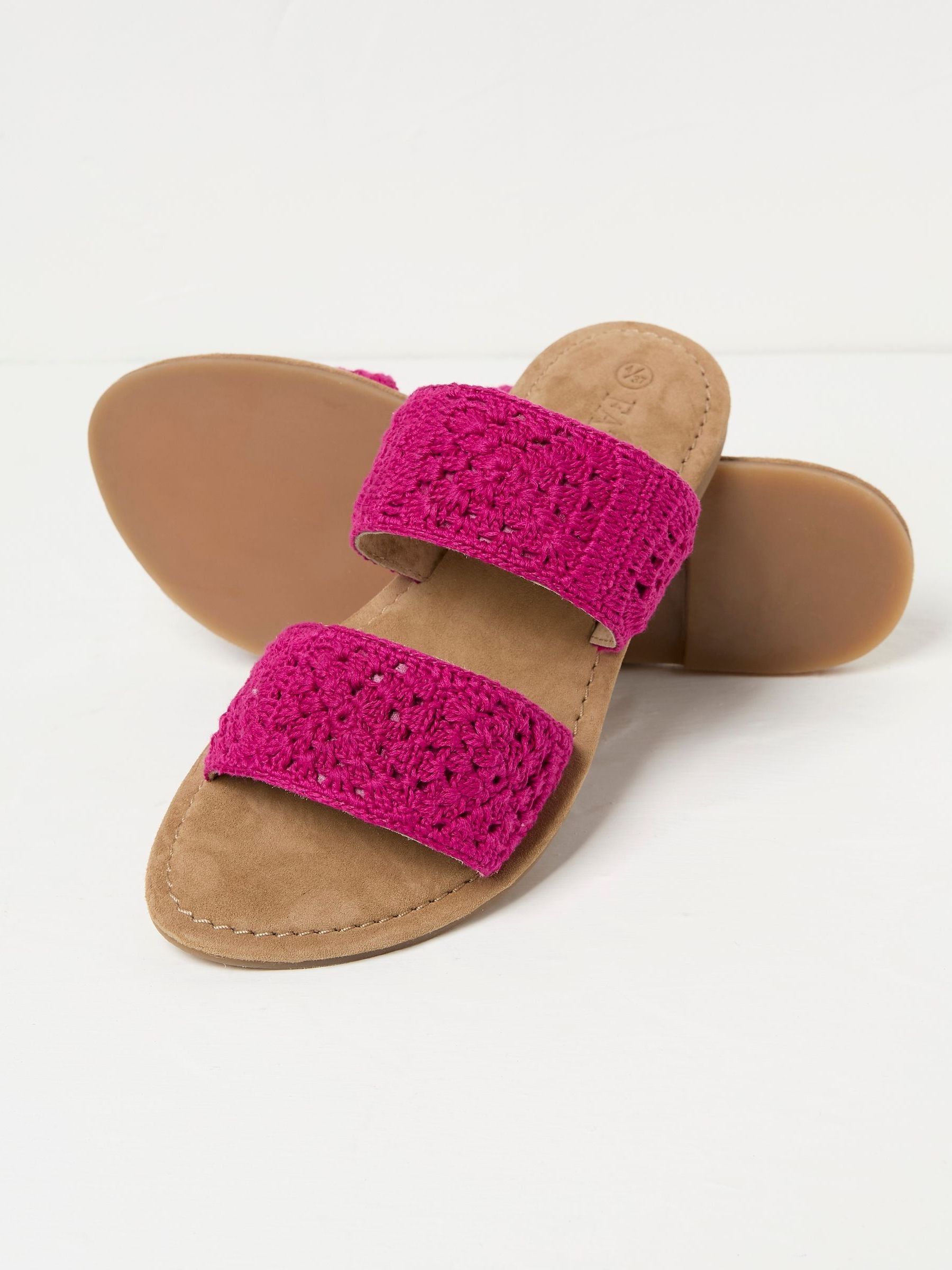 Penelope Pink Crochet Sliders - Image 2 of 3