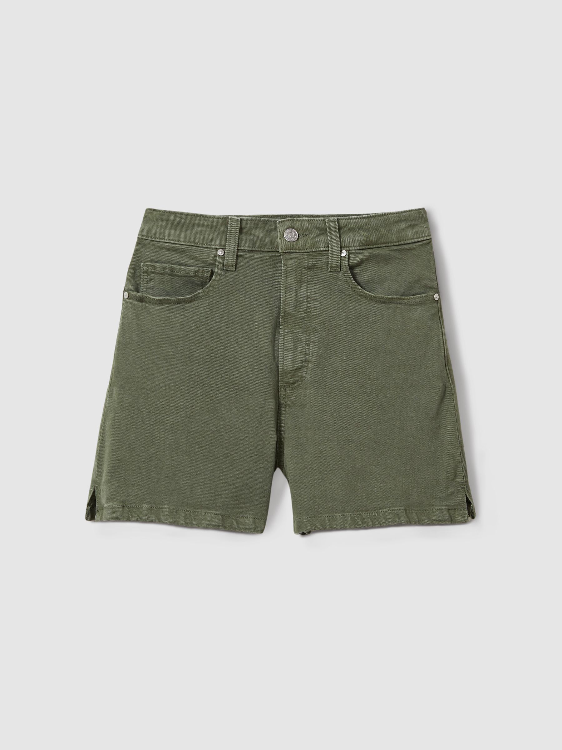 Paige High Rise Denim Shorts in Vintage Ivy Green - Image 2 of 6