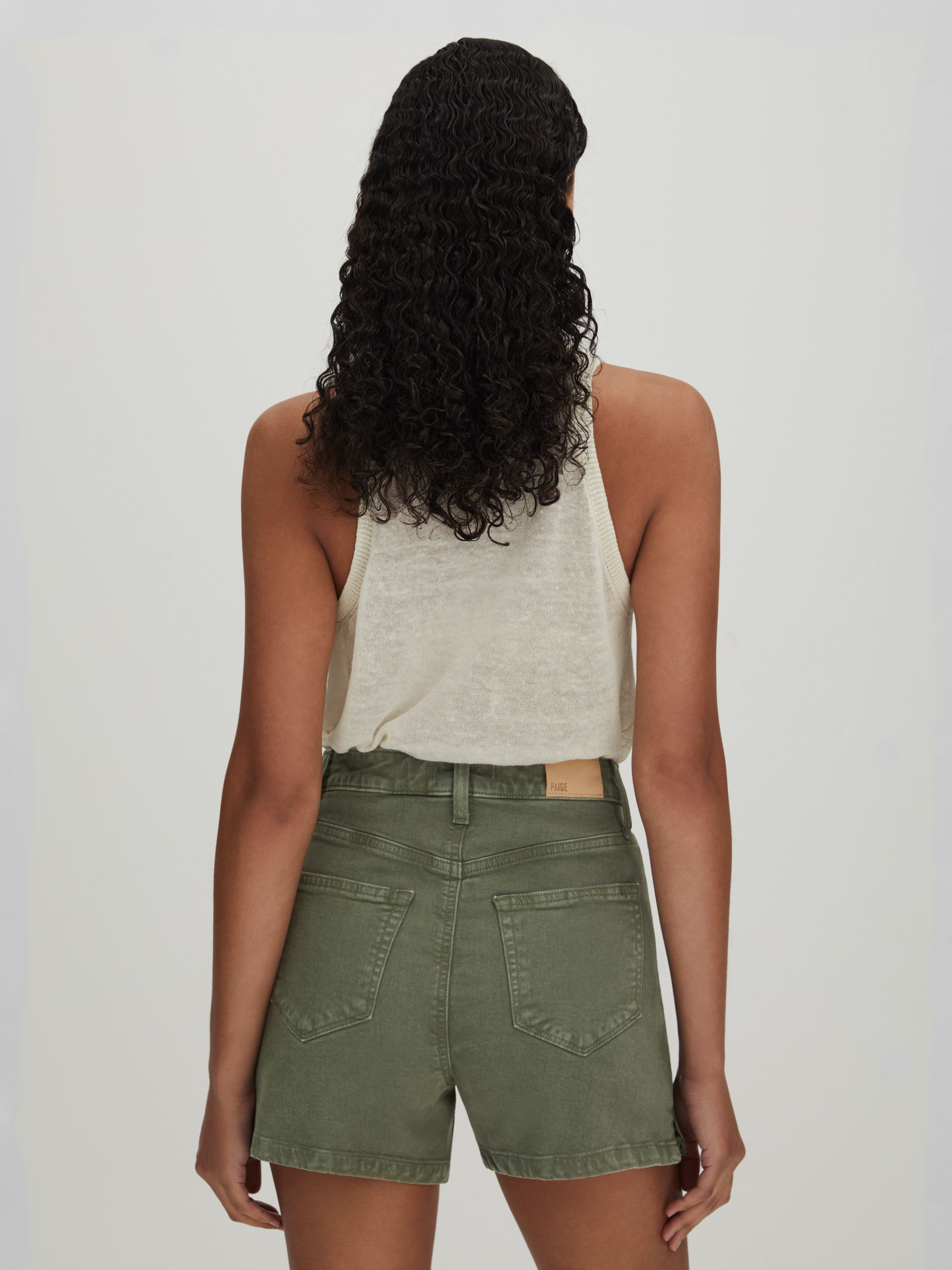 Paige High Rise Denim Shorts in Vintage Ivy Green - Image 4 of 6