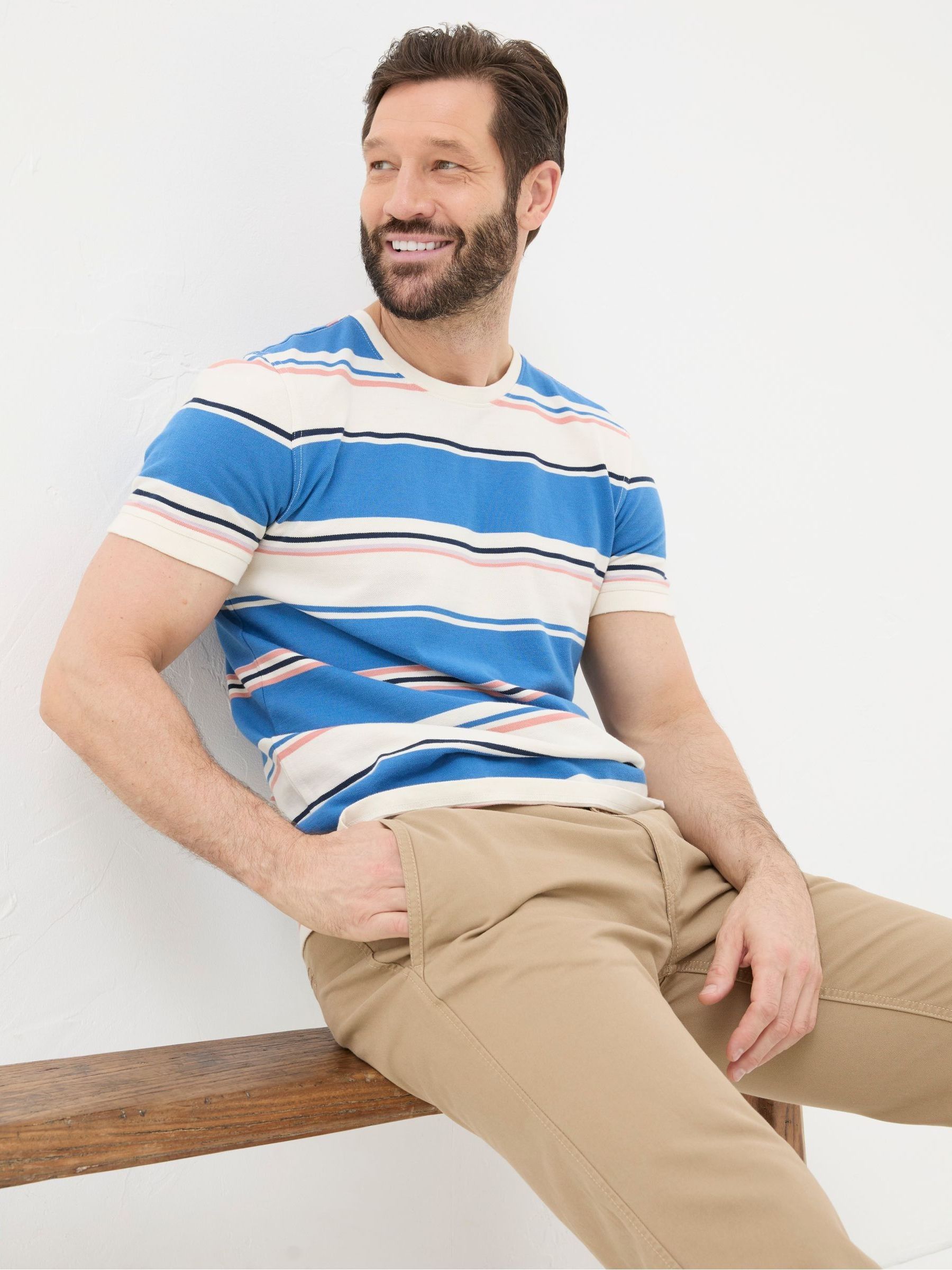 Blue Pique Stripe T-Shirt - Image 4 of 5