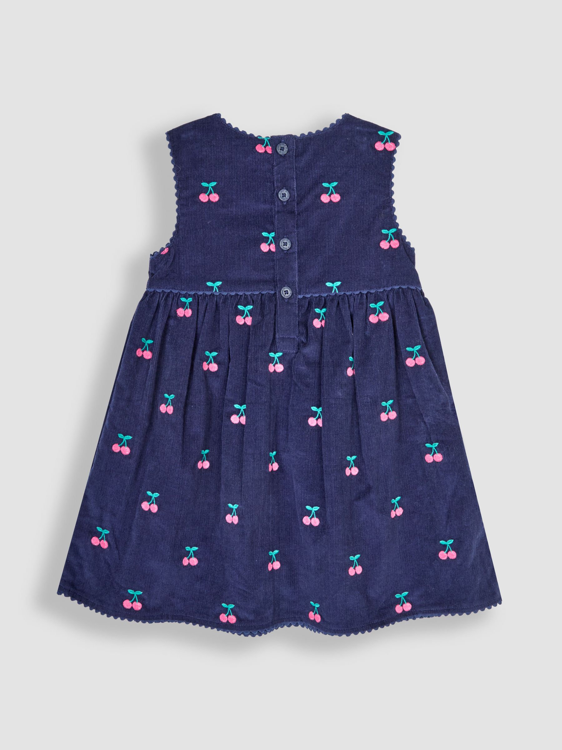 Navy Blue Cherry Embroidered Cord Dress - Image 2 of 3