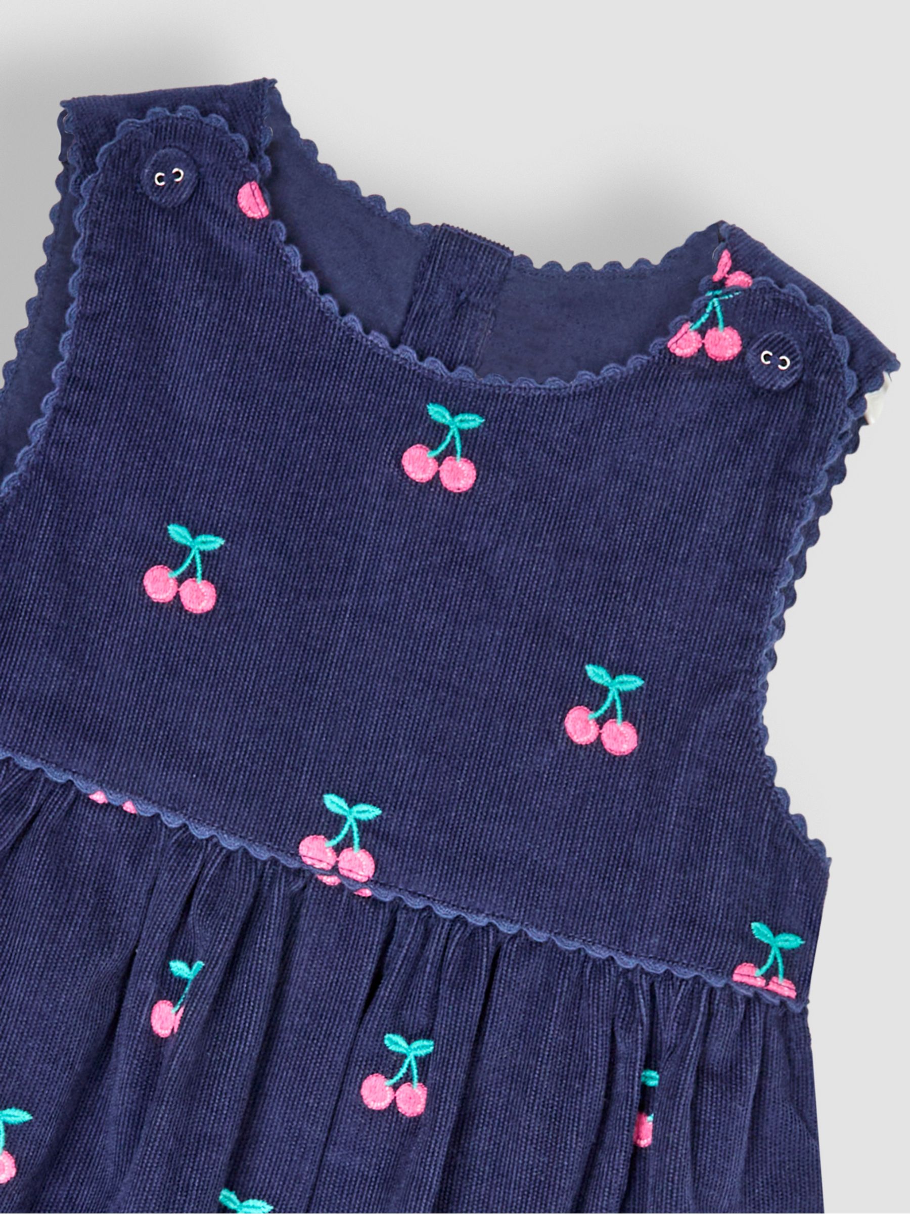 Navy Blue Cherry Embroidered Cord Dress - Image 3 of 3